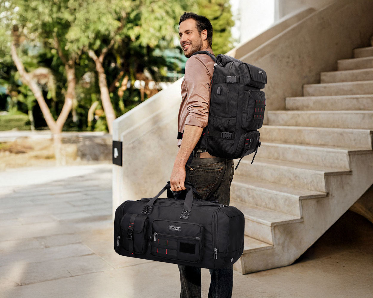 backpack vs duffel bag for travel Knack Bags Convertible with Straps long travel the duffel can expand over 40% Best Duffel Bag for Sports: