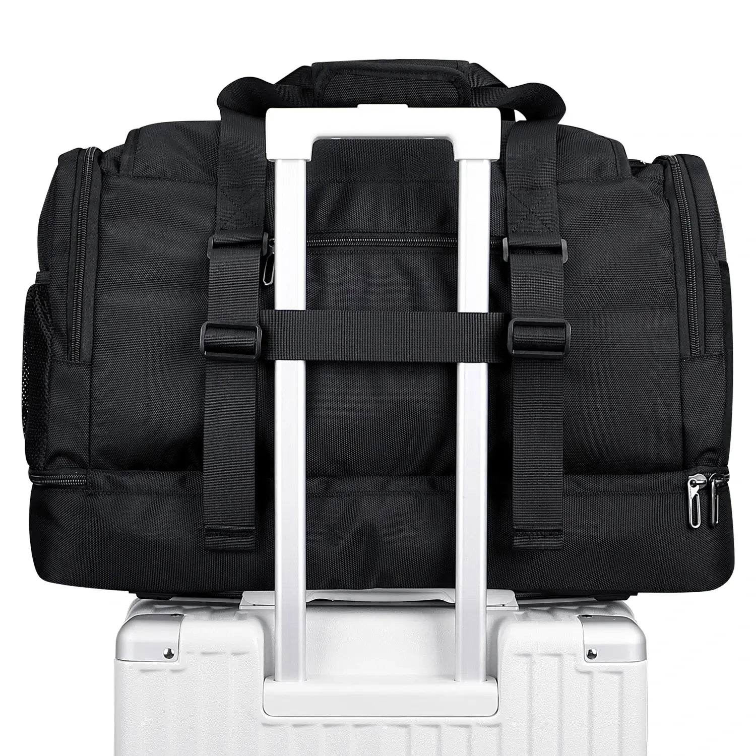 WITZMAN B720 men’s large nylon duffel bag with double-layer shoe compartment - black bag