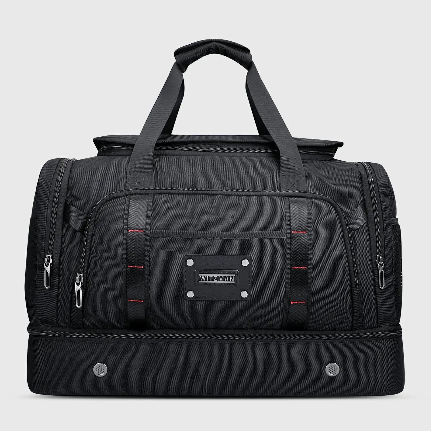 WITZMAN B720 men’s large nylon duffel bag with double-layer shoe compartment - black bag