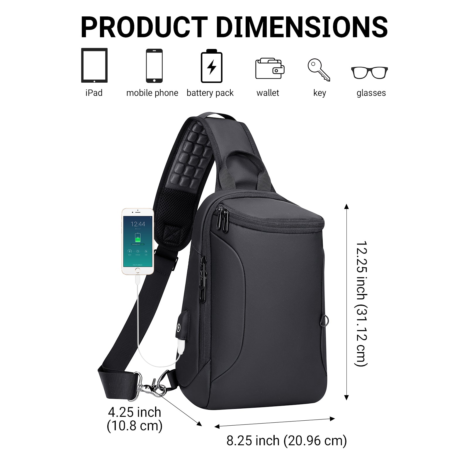 Black Nylon Sling Bag For Men