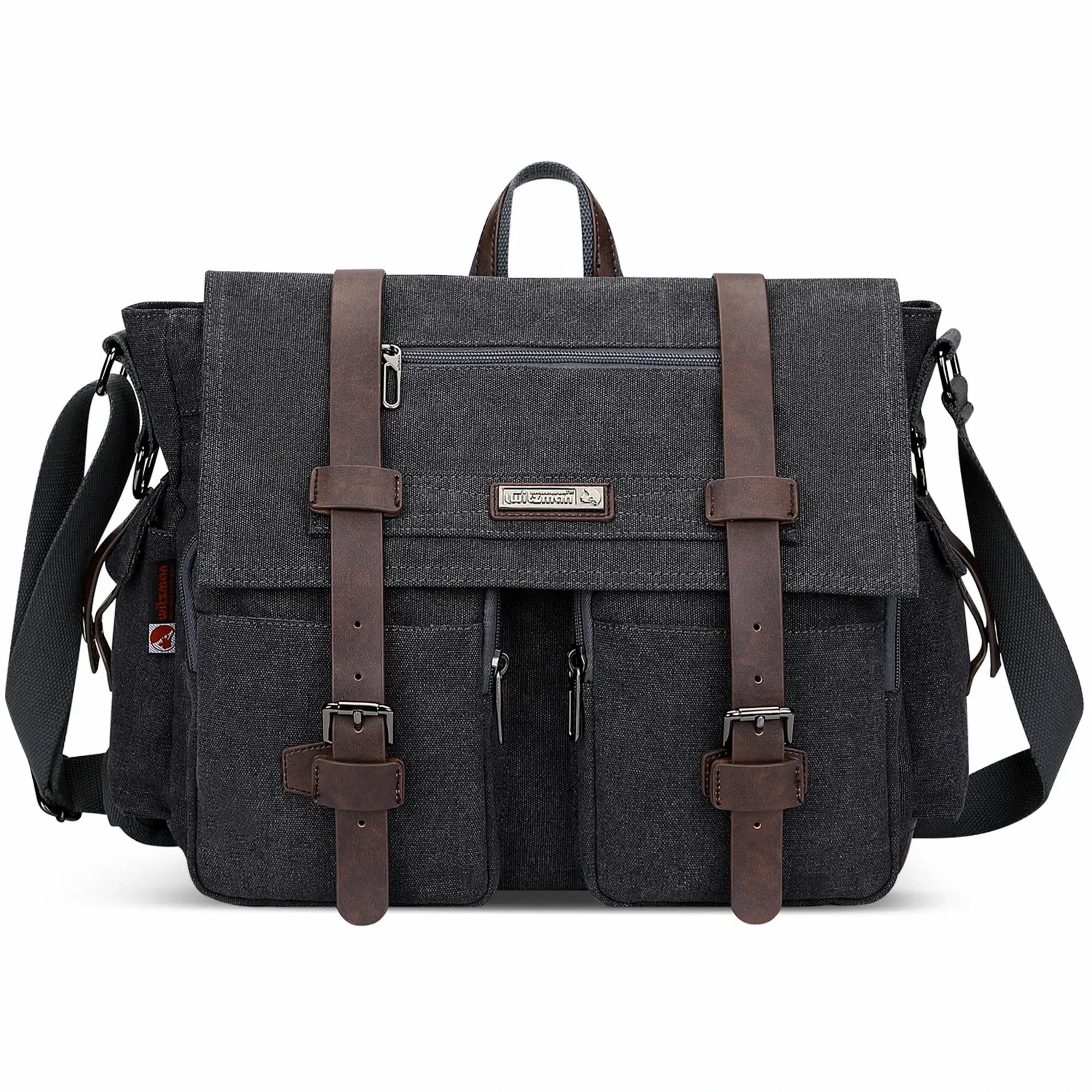 witzman vintage postman bag for men canvas for men black business messenger bags a8007 large #color_black