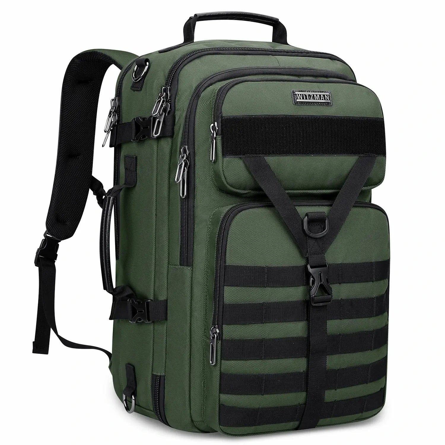 B688 Best large travel backpack carry on luggage bag Green backpacks 45L with clamshell opening and multiple compartments - laptop