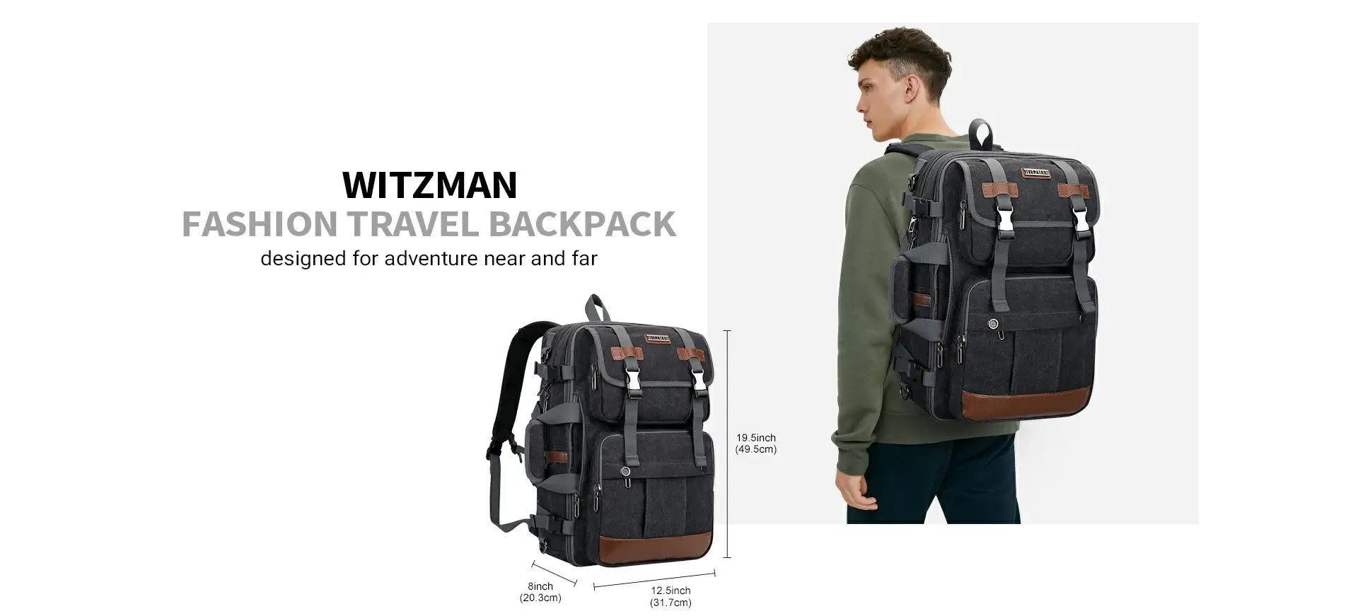 Stylish canvas travel backpack for men with expandable storage