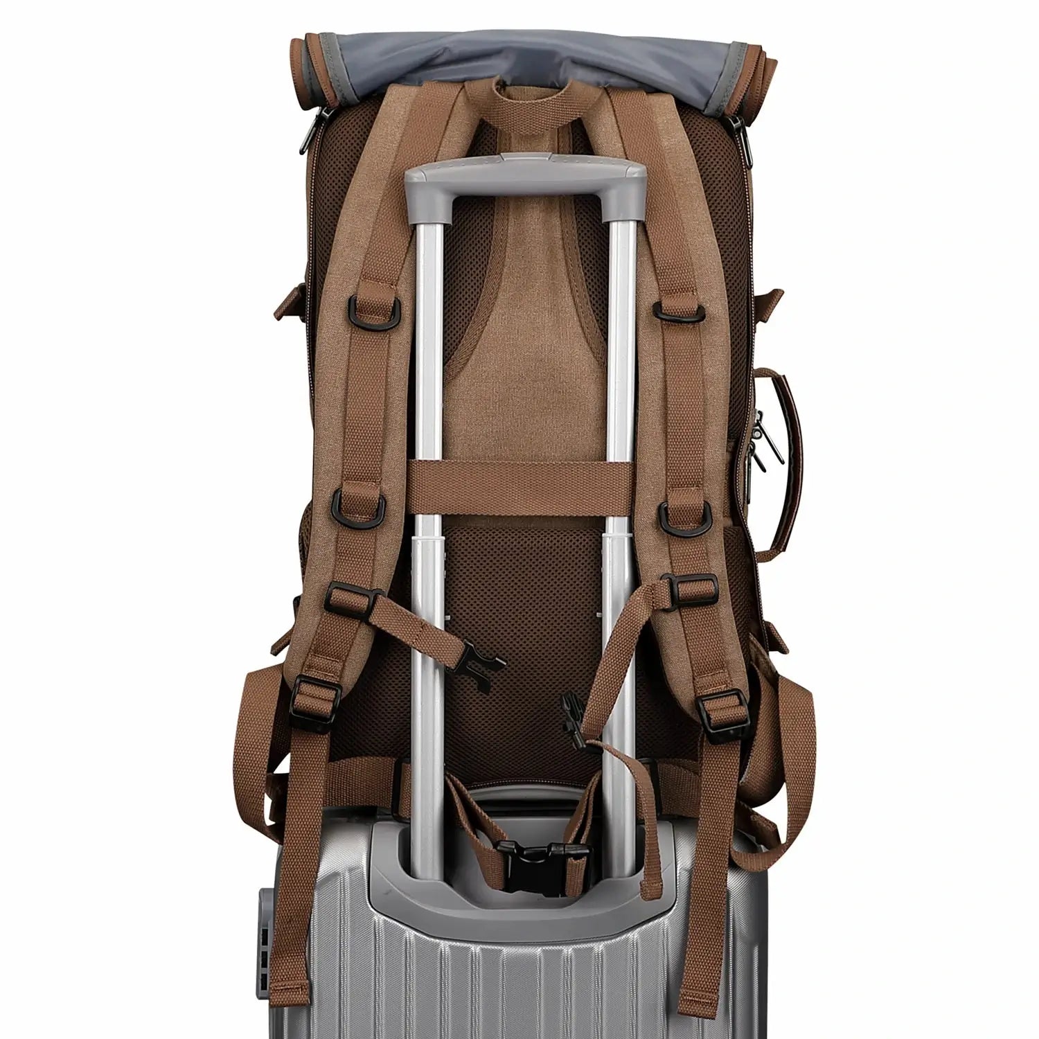 Convertible 40L travel backpack with USB port and 18+ compartments, fits 17 inch laptop, ideal for men and women a8013 brown backpacks with suitcase