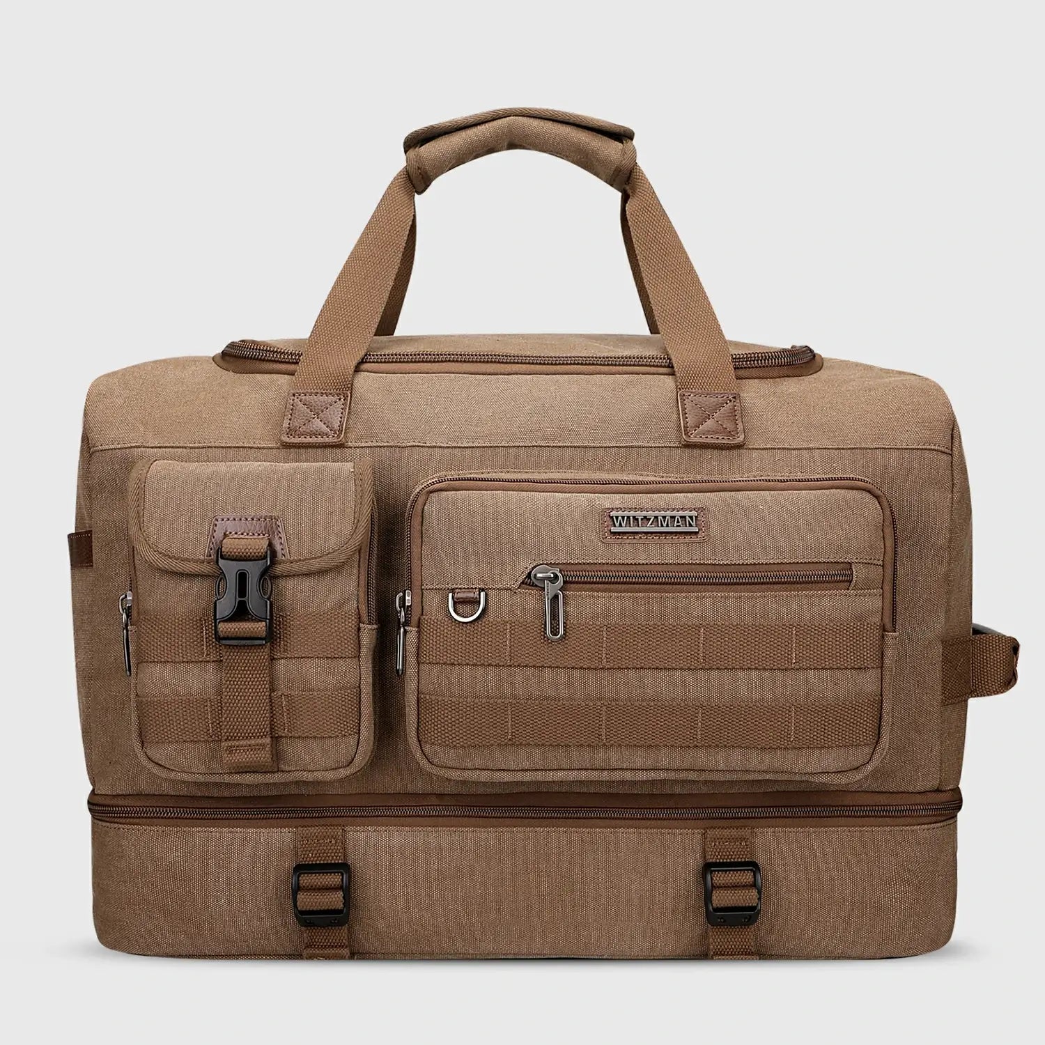 Classic Vintage Canvas Duffel Bag with Toiletry Set, three-quarter exterior angle