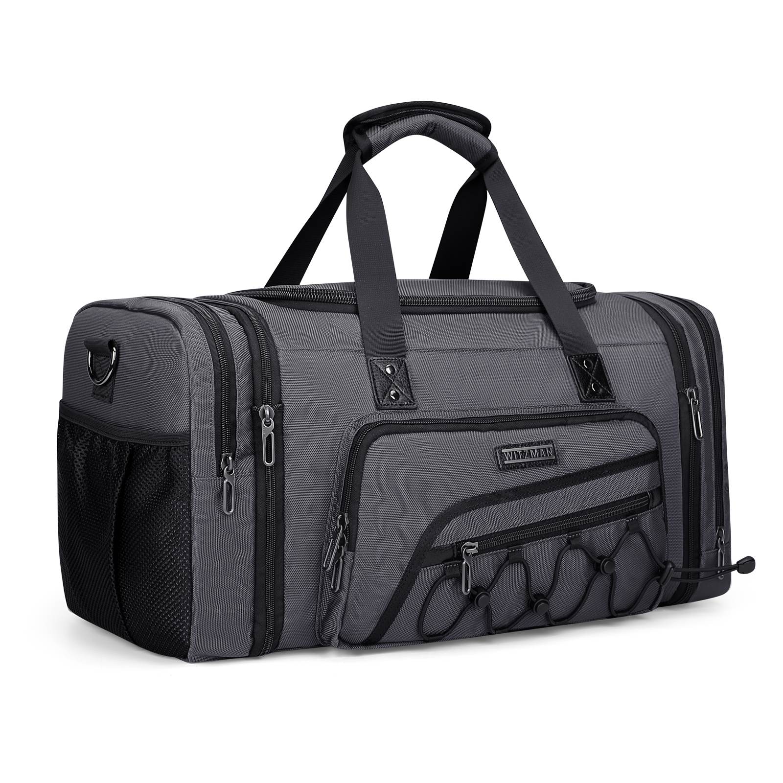 B695 WITZMAN Duffle Bag for Men Nylon Large Weekender Bag with Shoe Compartment #color_grey