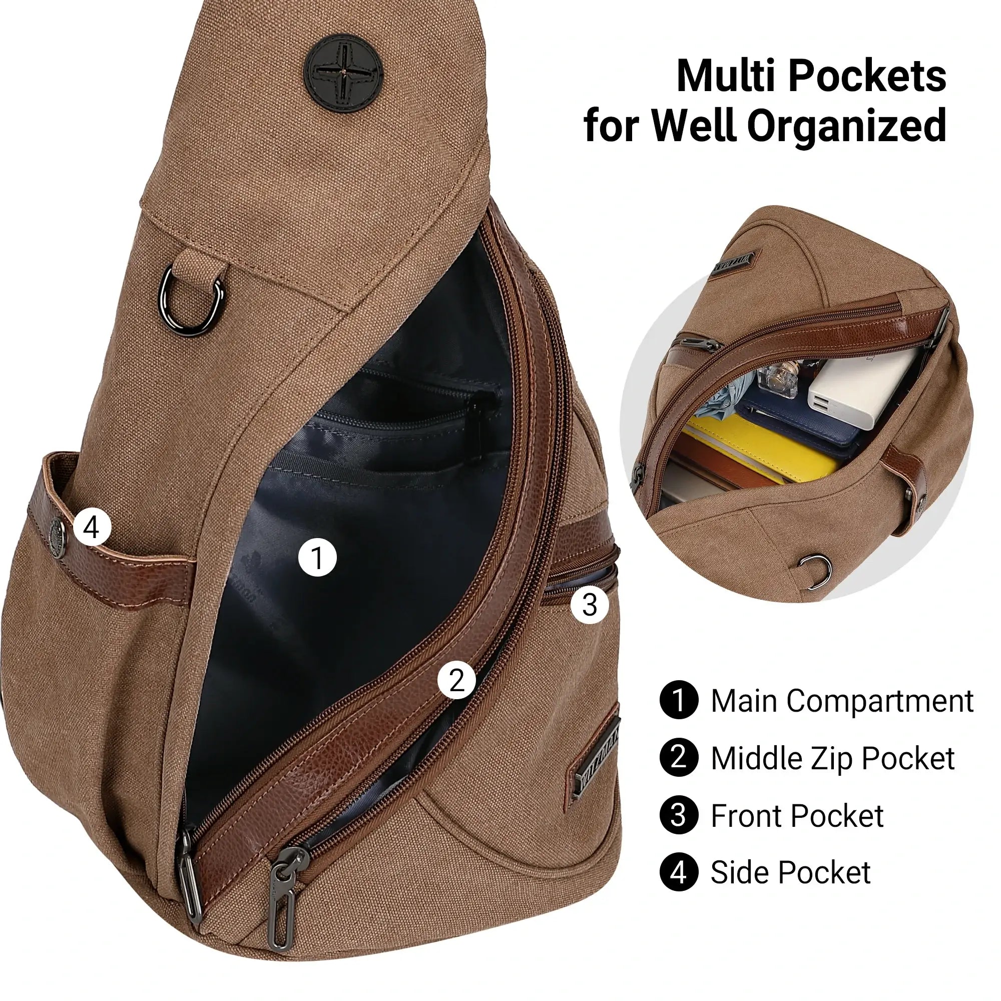 a8004 Canvas Sling Bag for Men Women #color_brown