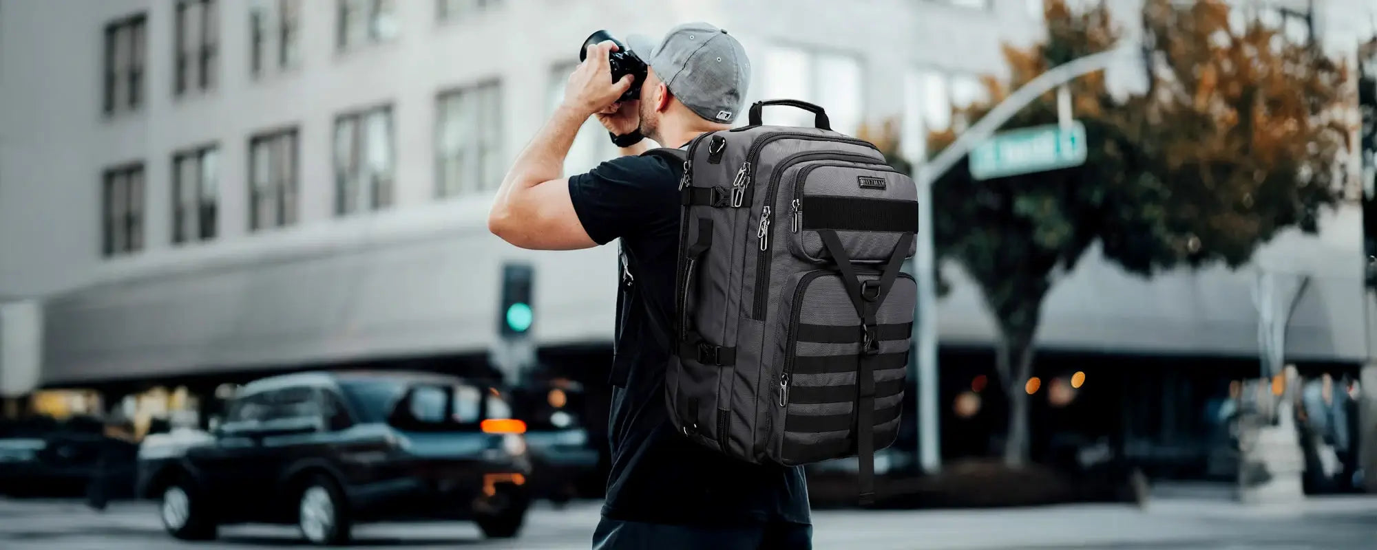 carry on large backpack sliver grey nylon