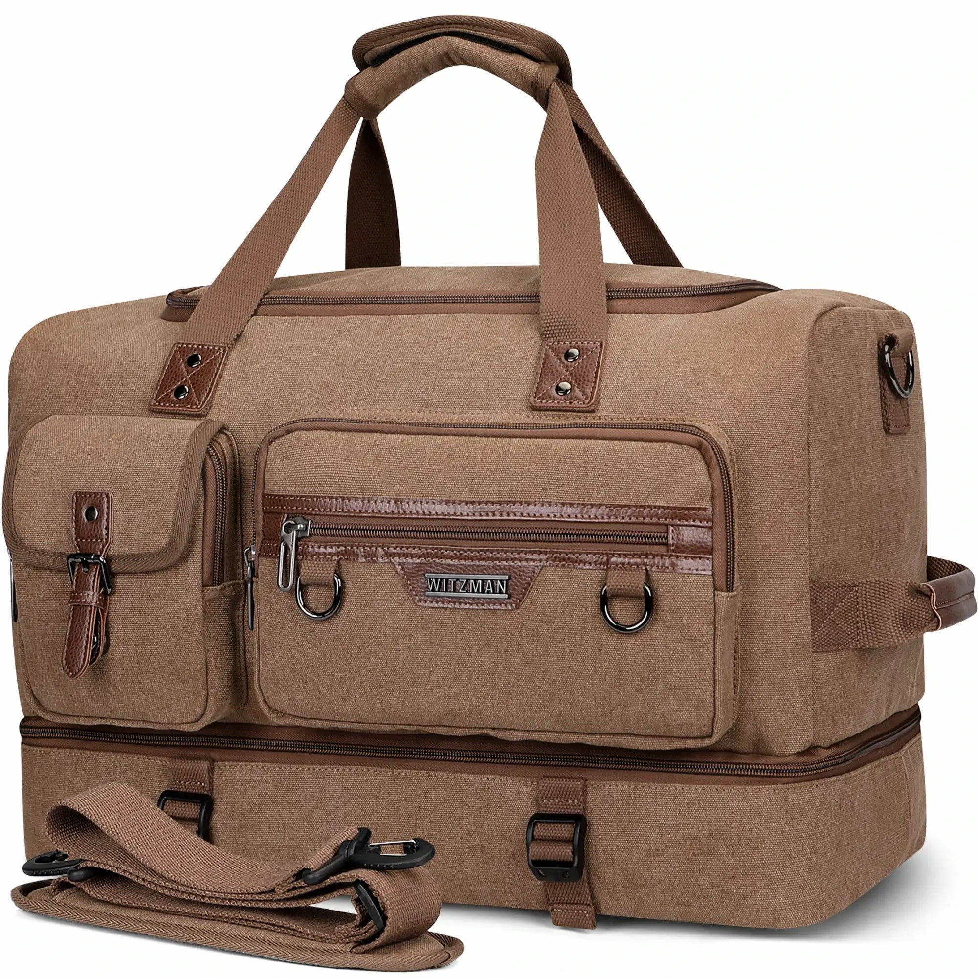 WITZMAN Canvas Weekender Duffel Bags With Shoes Compartment WITZMAN Canvas Weekender Duffel Bags With Shoes Compartment