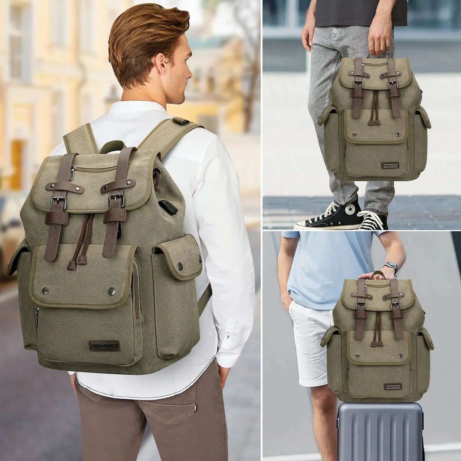 witzman a8004 canvas backpack daypack #color_green