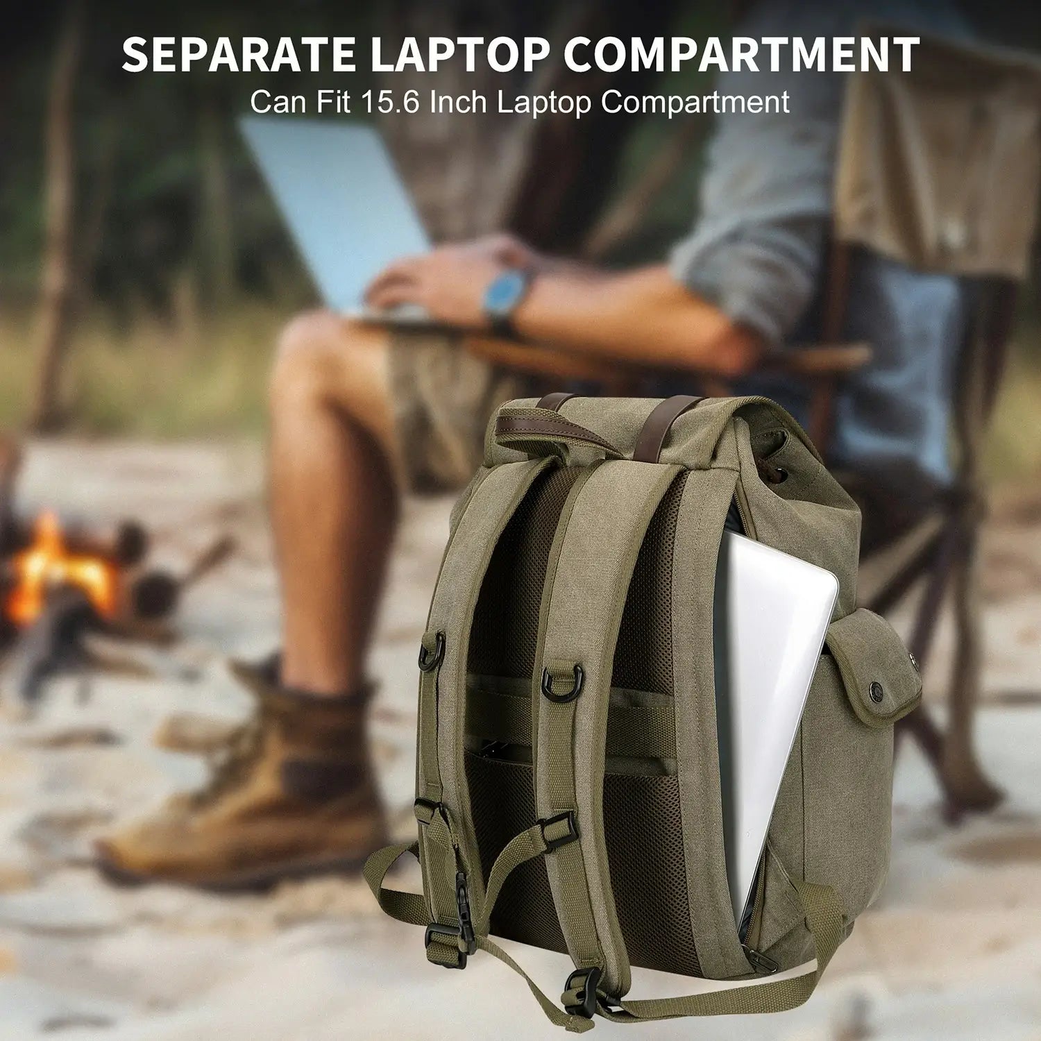 witzman a8004 canvas backpack daypack #color_green