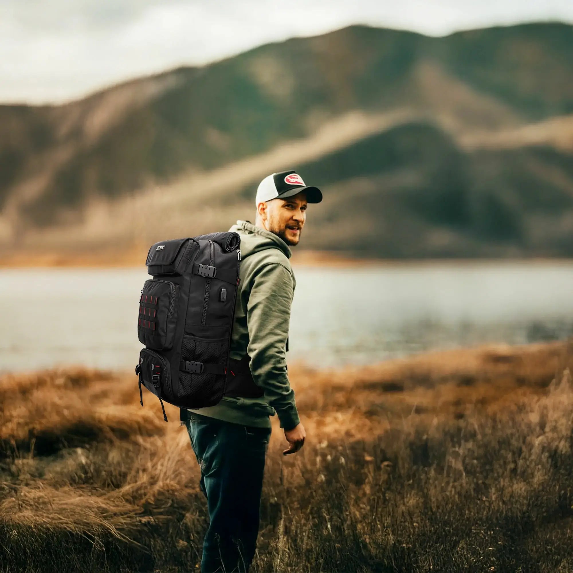 Going outdoors with a backpack