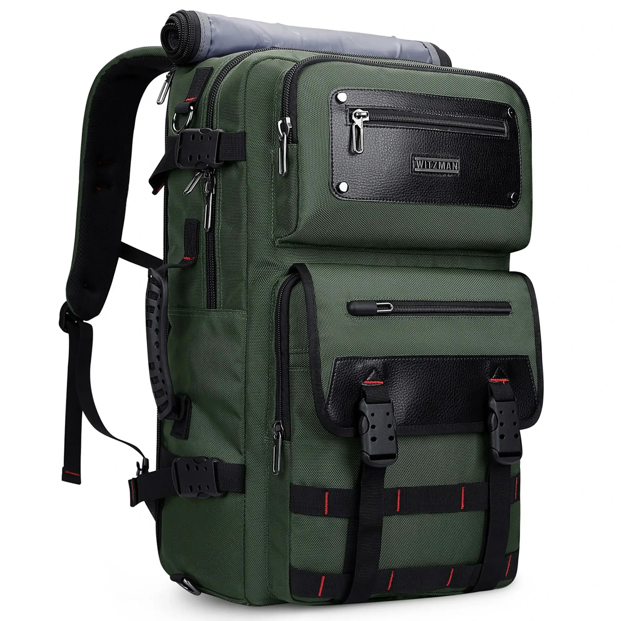 Carry On Travel Backpack for Men Nylon Bag 45L #color_green
