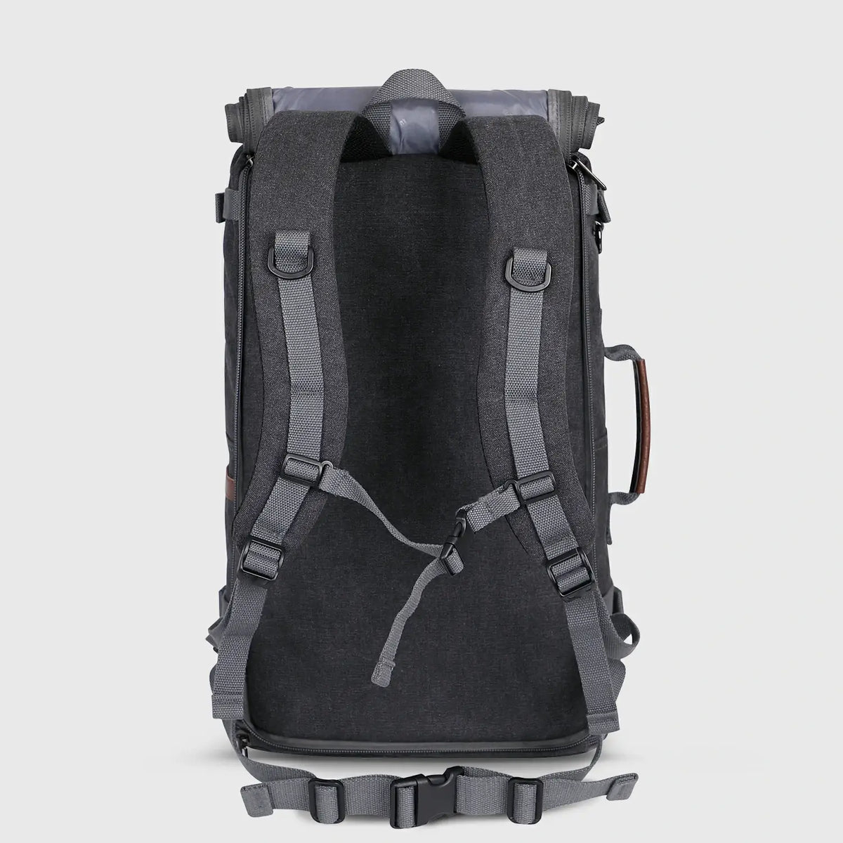 Travel Luggage Canvas Backpack for Men 22.5 Inch, rear panel and padded shoulder straps