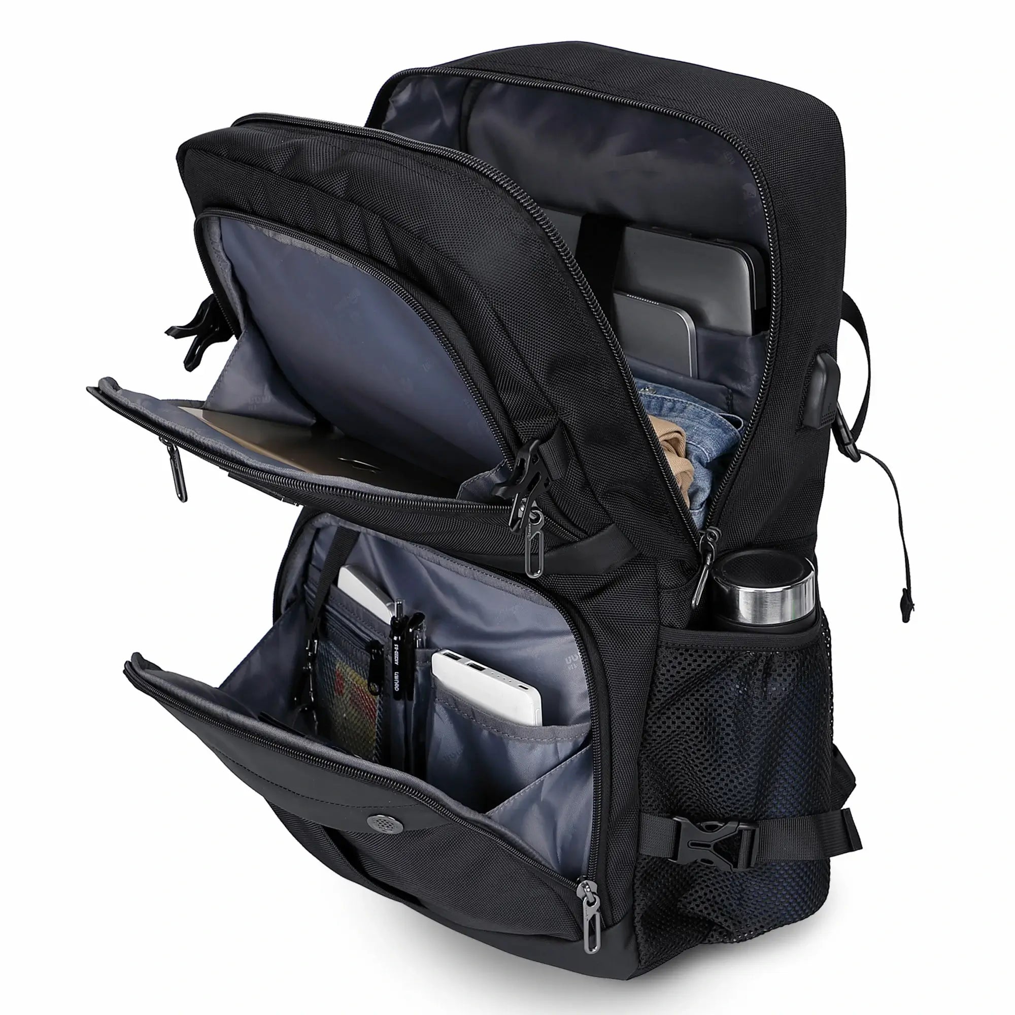 Black Nylon Travel Backpack for Men B683