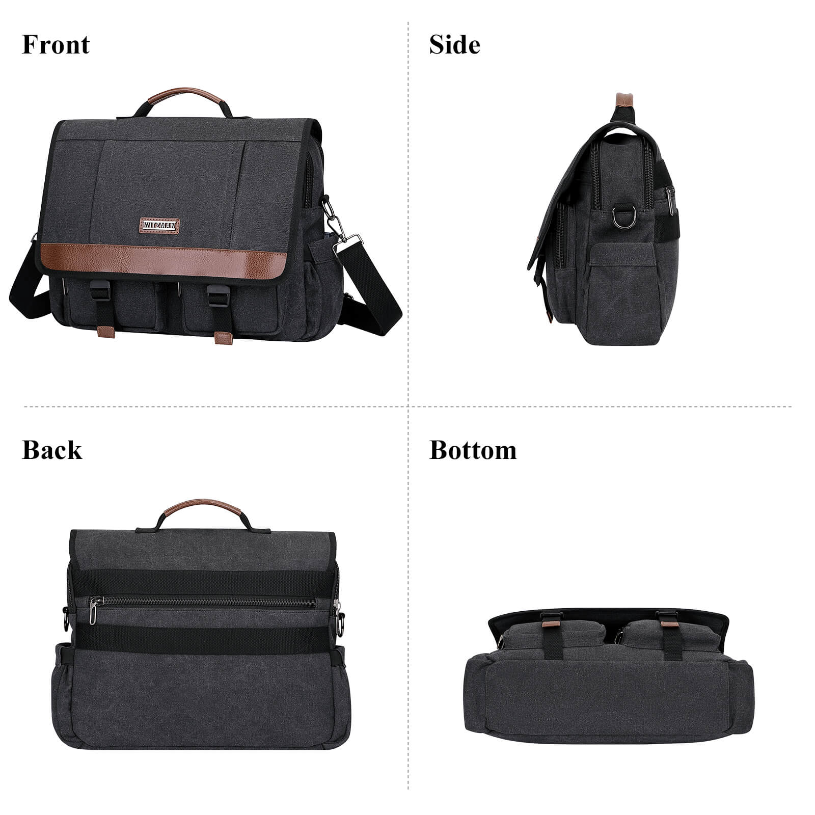 Black Canvas Messenger Bag