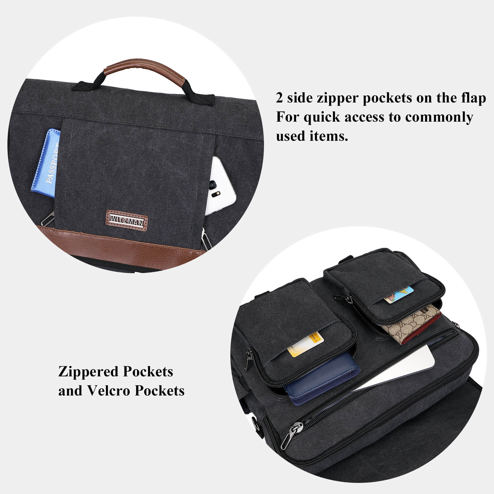 Black Canvas Messenger Bag