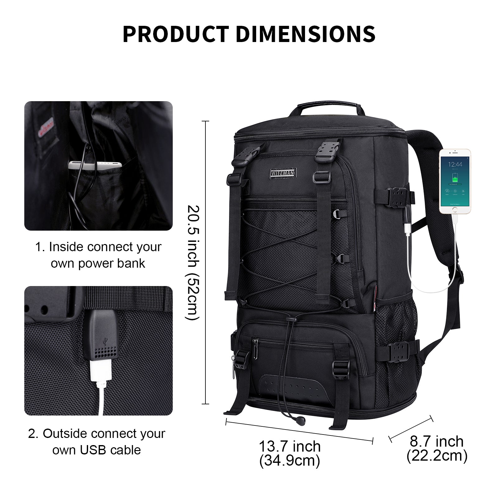 Black Nylon Travel Backpack