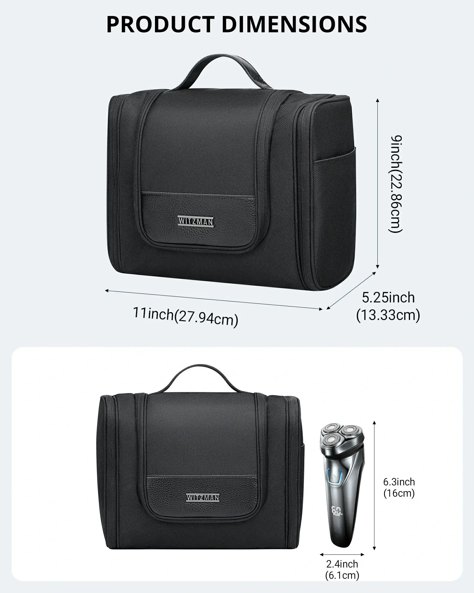 Black large toiletry bag for men