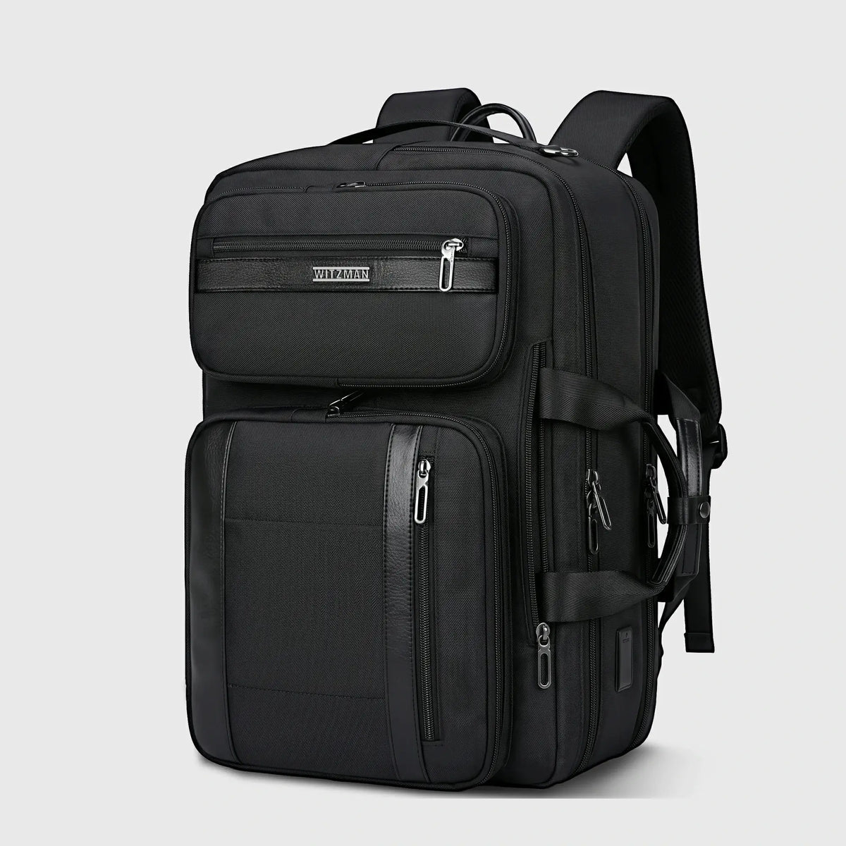 Convertible laptop backpack briefcase for men with hidden shoulder straps and multiple business travel pockets