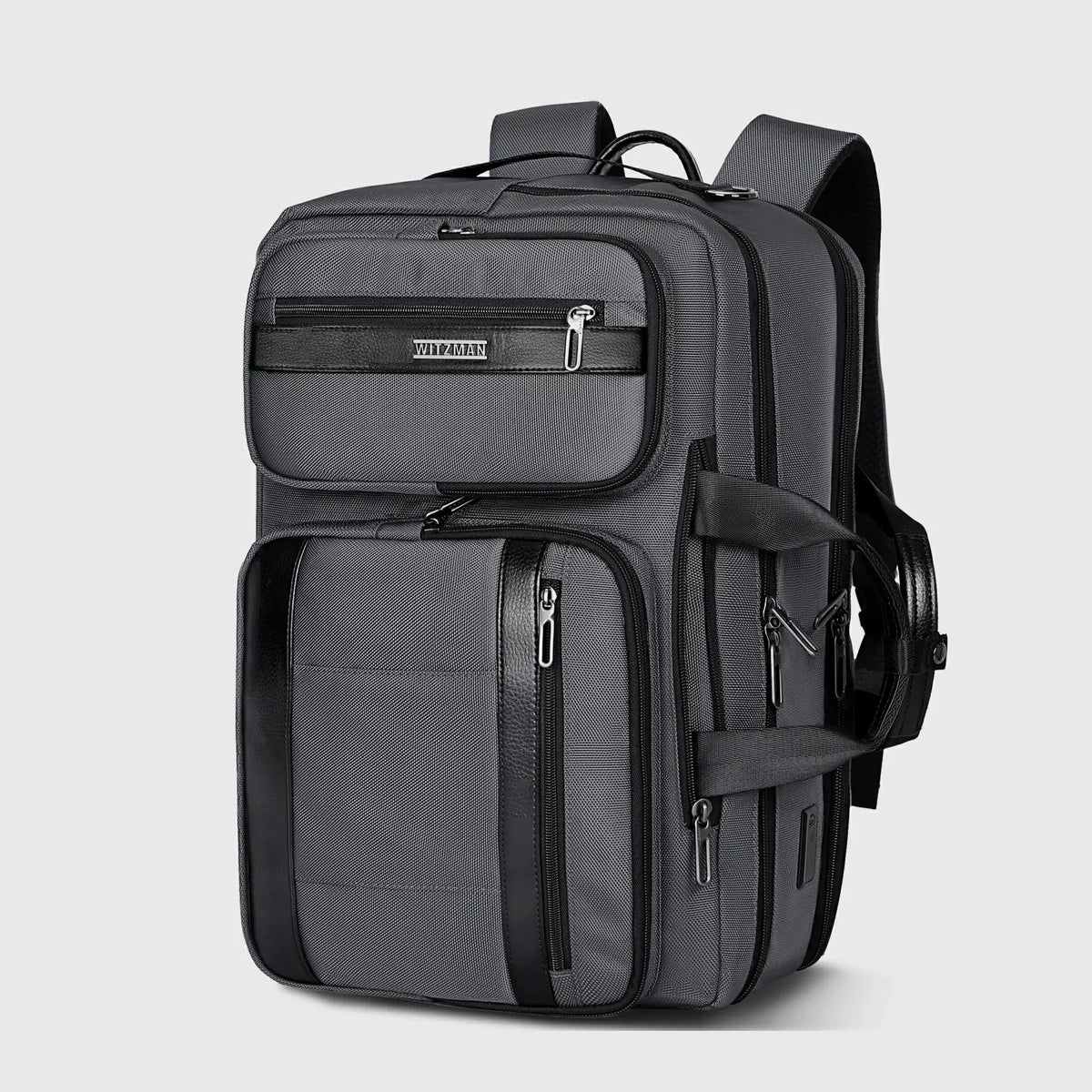 Convertible laptop backpack briefcase for men with hidden shoulder straps and multiple business travel pockets