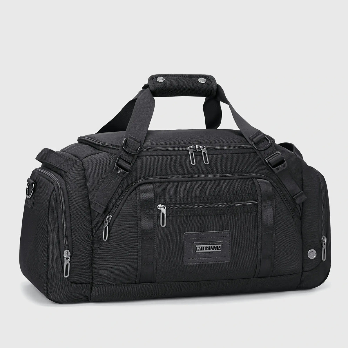 Men's travel duffel bag with ventilated shoe storage and wet dry compartment