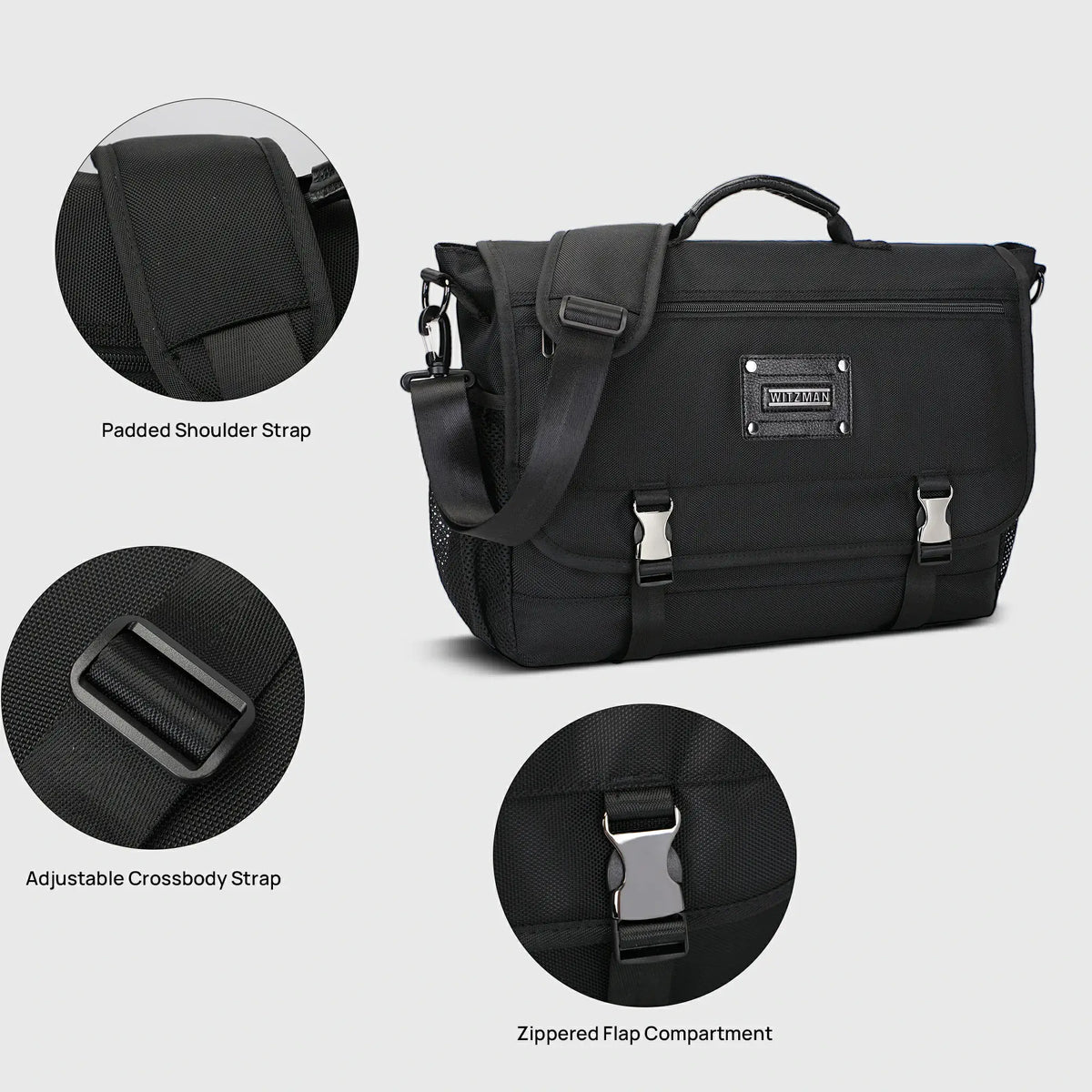 20L Nylon Messenger Bag for Men with Laptop Compartment - B764