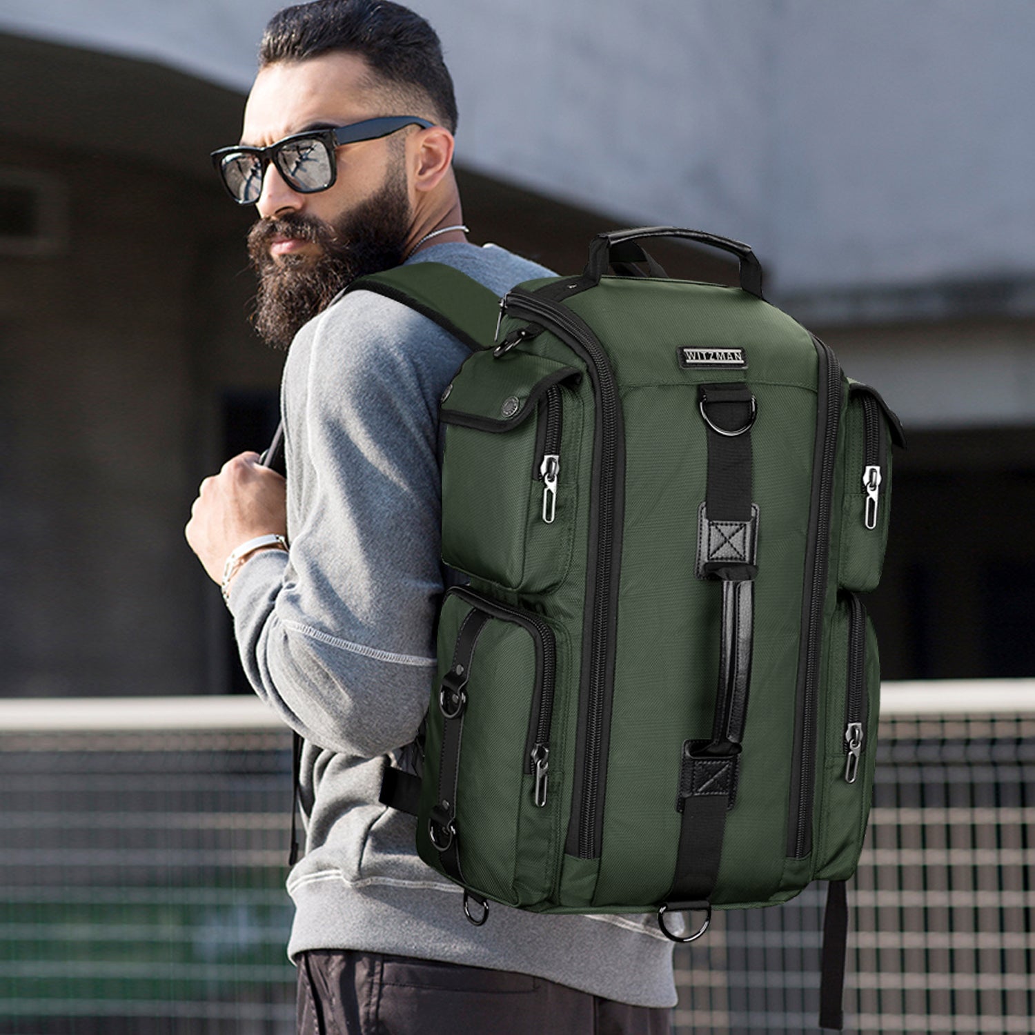 Army Green Nylon Travel Backpack
