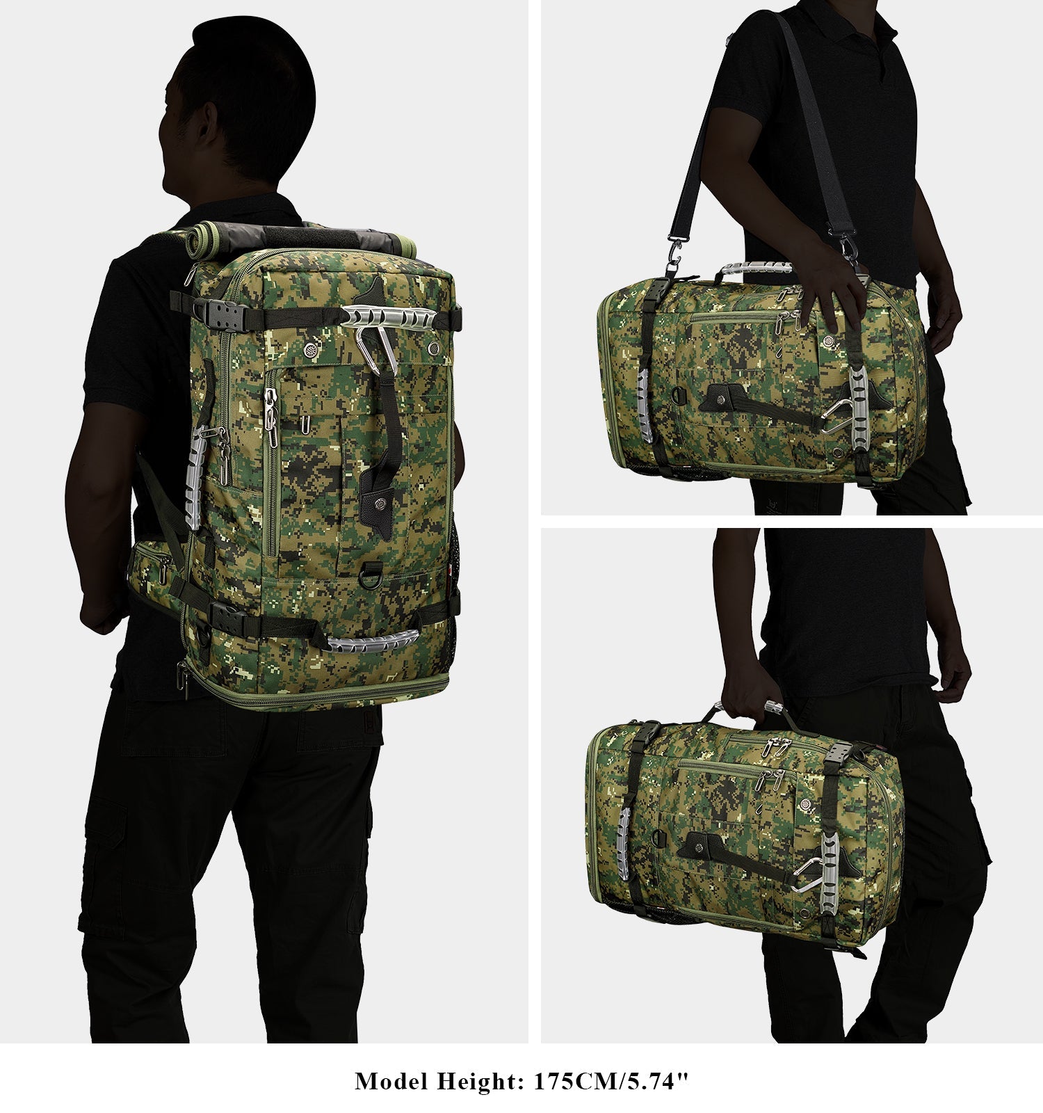 Camo Green Nylon Travel Backpack