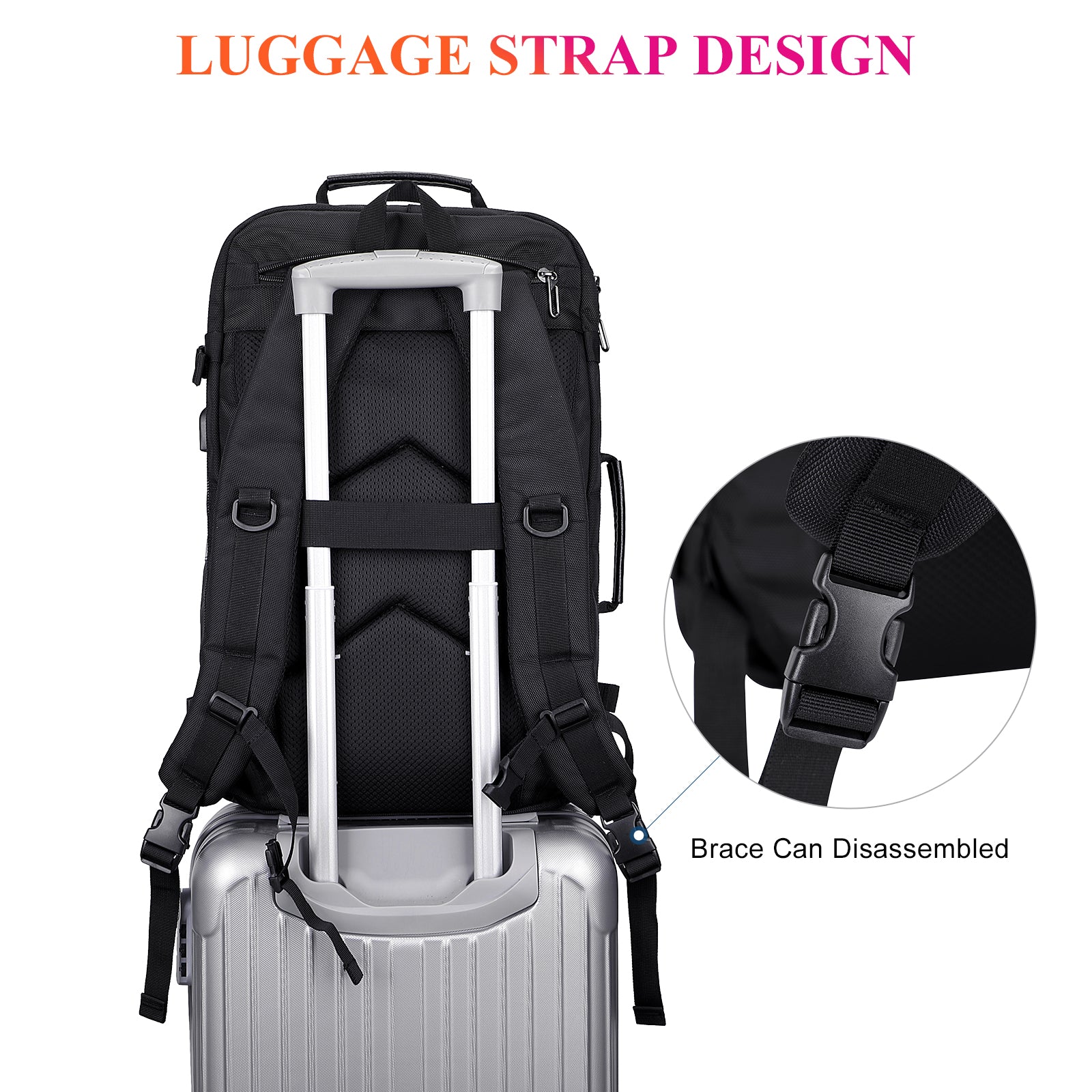 Black Nylon Travel Laptop Backpack B686 WITZMAN