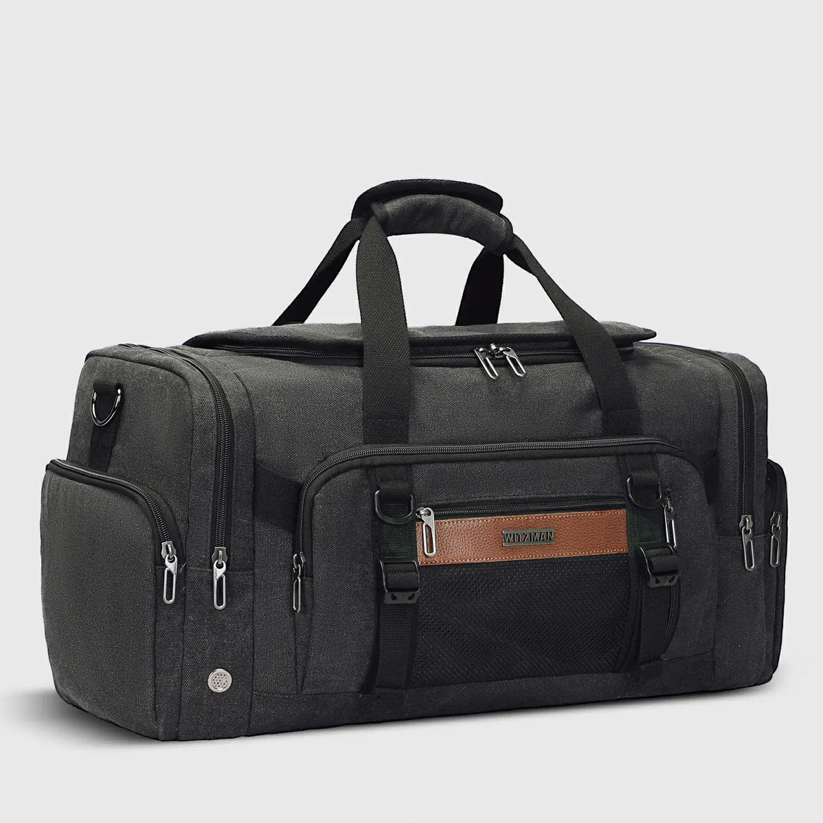 55L weekender travel bag for men with detachable shoulder strap and organized storage
