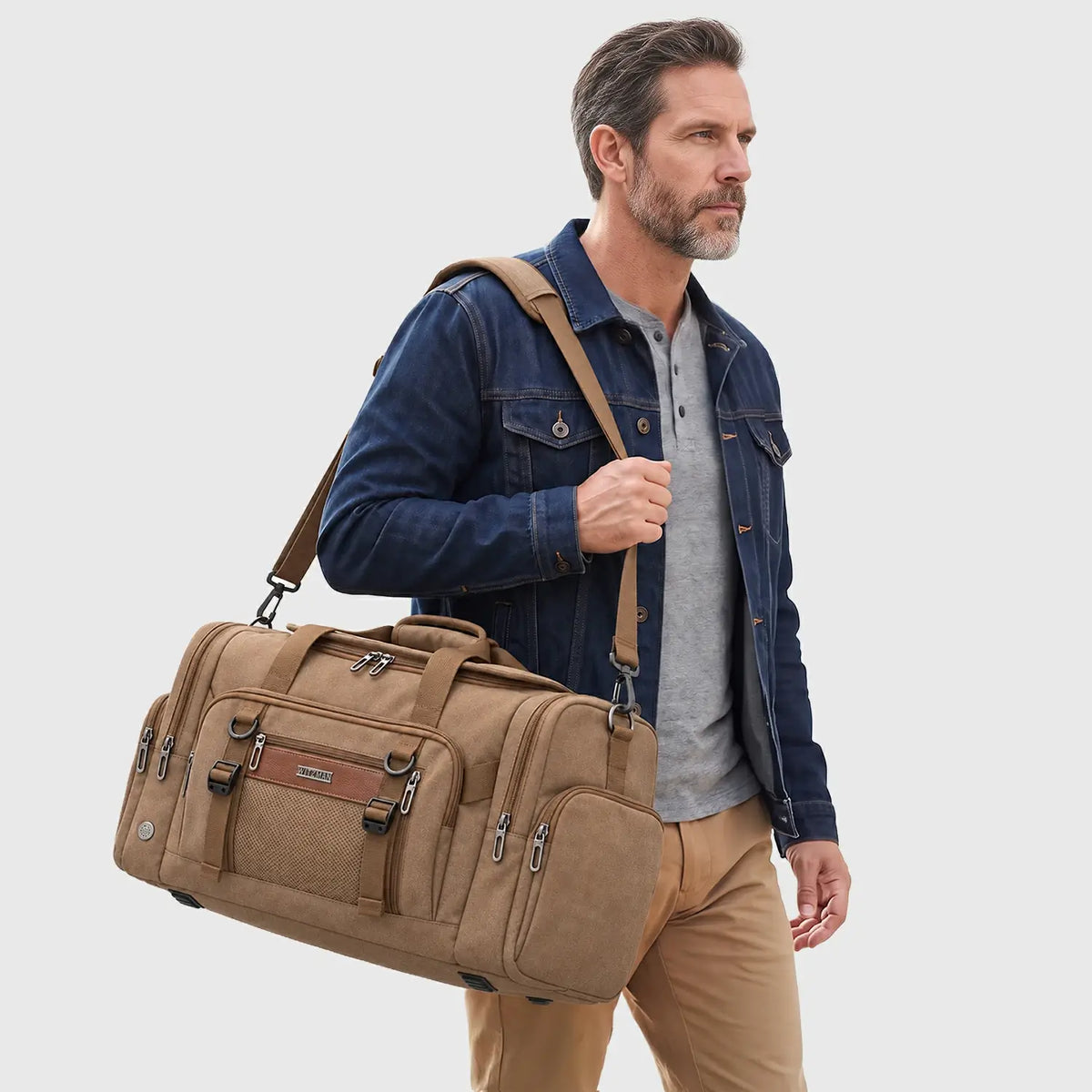 55L Canvas Duffle Bag for Men with Shoe Compartment A8032