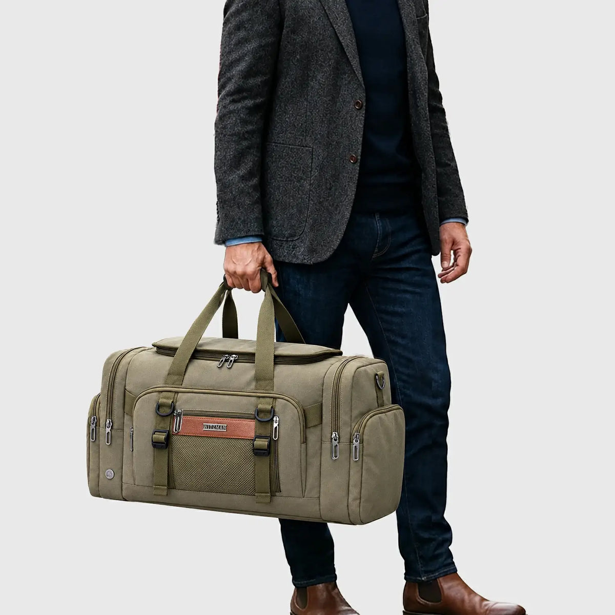 55L Canvas Duffle Bag for Men with Shoe Compartment A8032