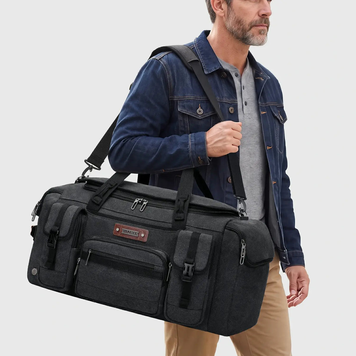 Canvas Duffle Bag with Shoe & Wet/Dry Compartments - A8035