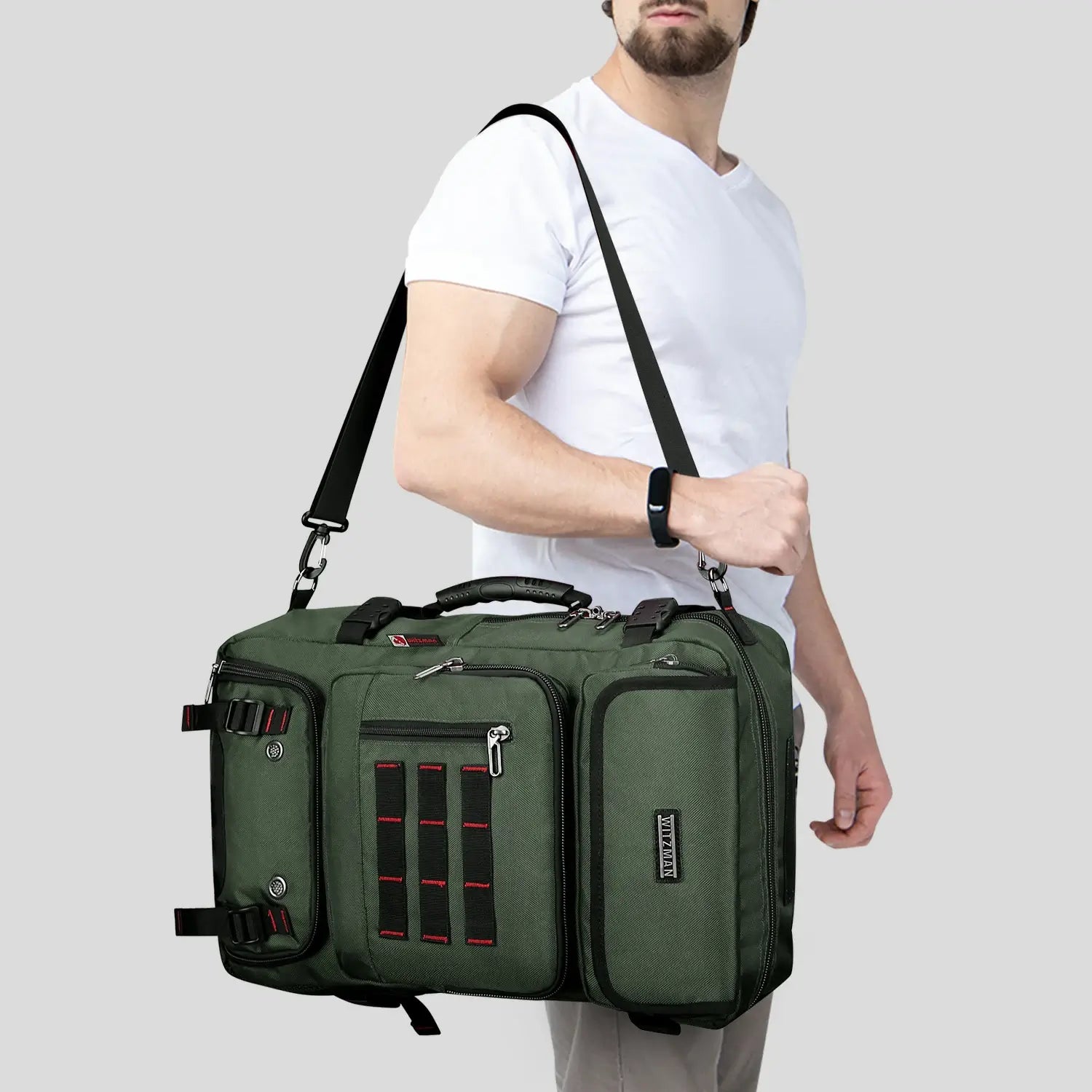 Multifunctional Leisure Carry on Travel Backpack sliver army green pack for men witzman b682 40L