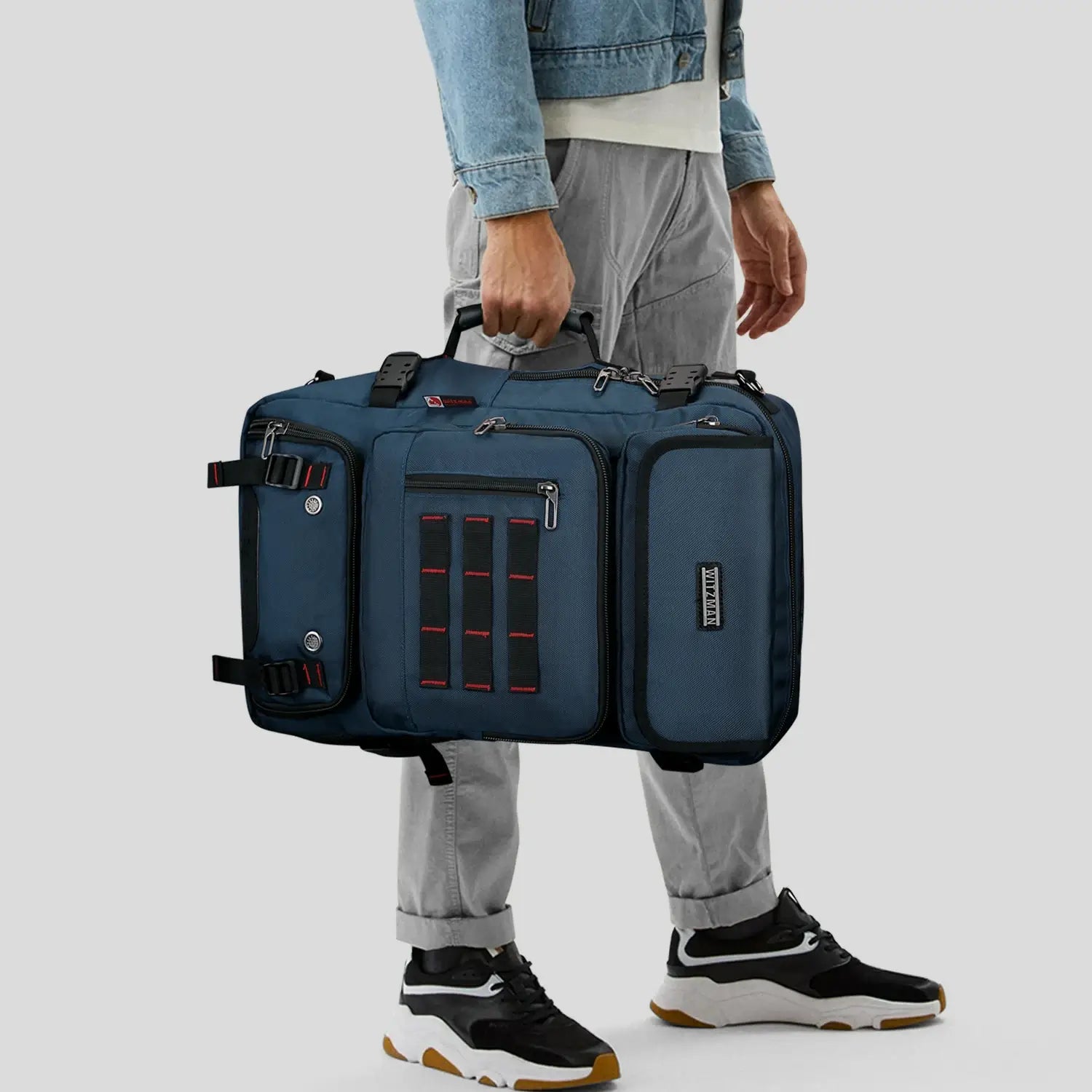 Multifunctional Leisure Carry on Travel Backpack sliver blue pack for men witzman b682 40L