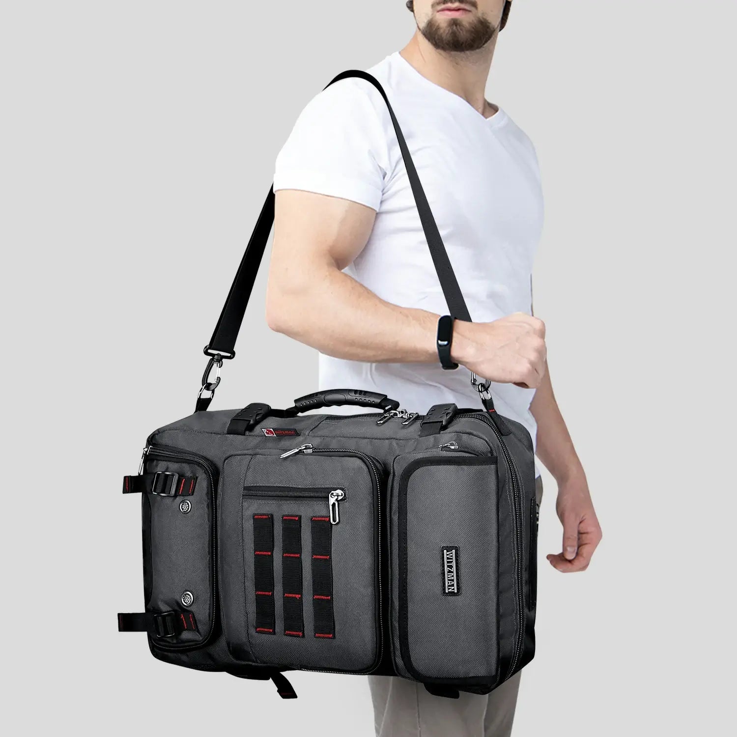 Multifunctional Leisure Carry on Travel Backpack sliver gray nylon pack for men witzman b682