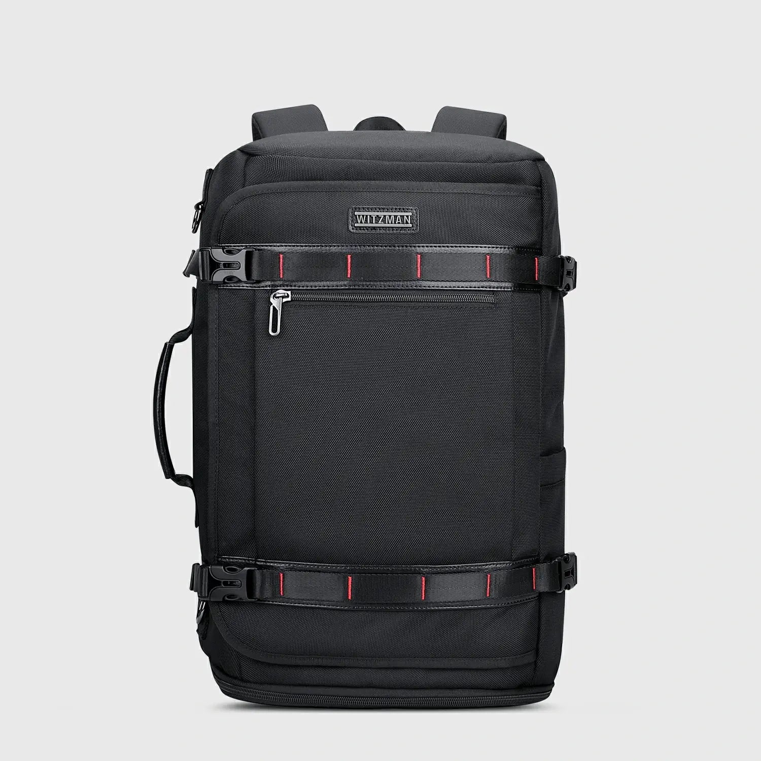 WITZMAN 35L black travel backpack for men with shoe compartment and USB port, TSA-friendly design