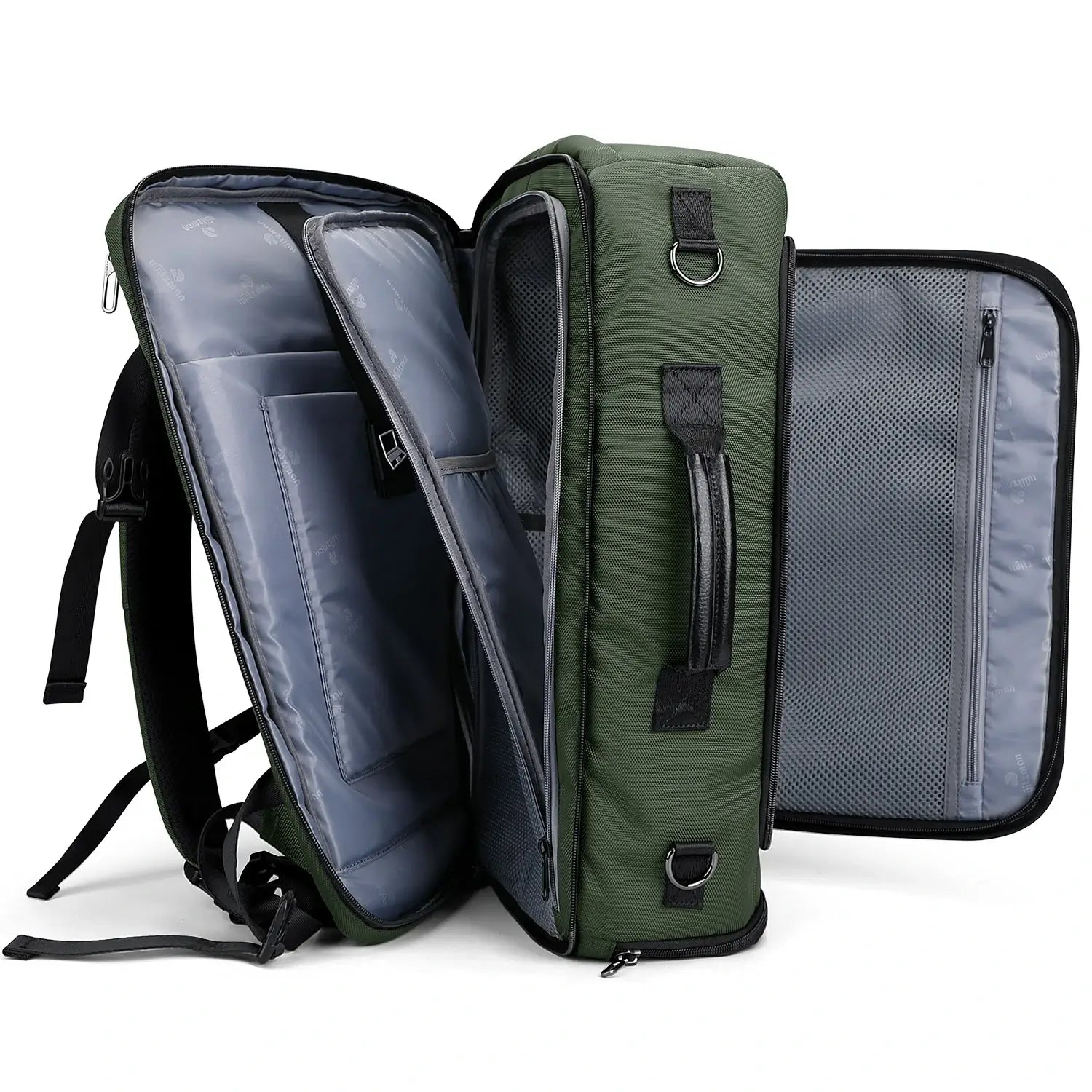 WITZMAN 35L army green travel backpack for men nylon carry on bag open style