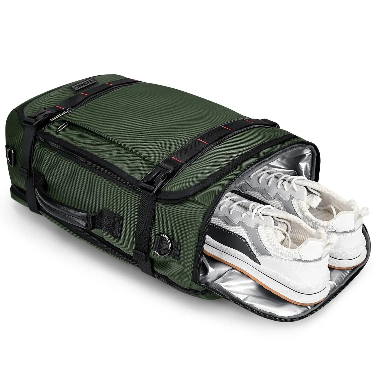 WITZMAN 35L army green travel backpack for men nylon carry on bag shoe compartment