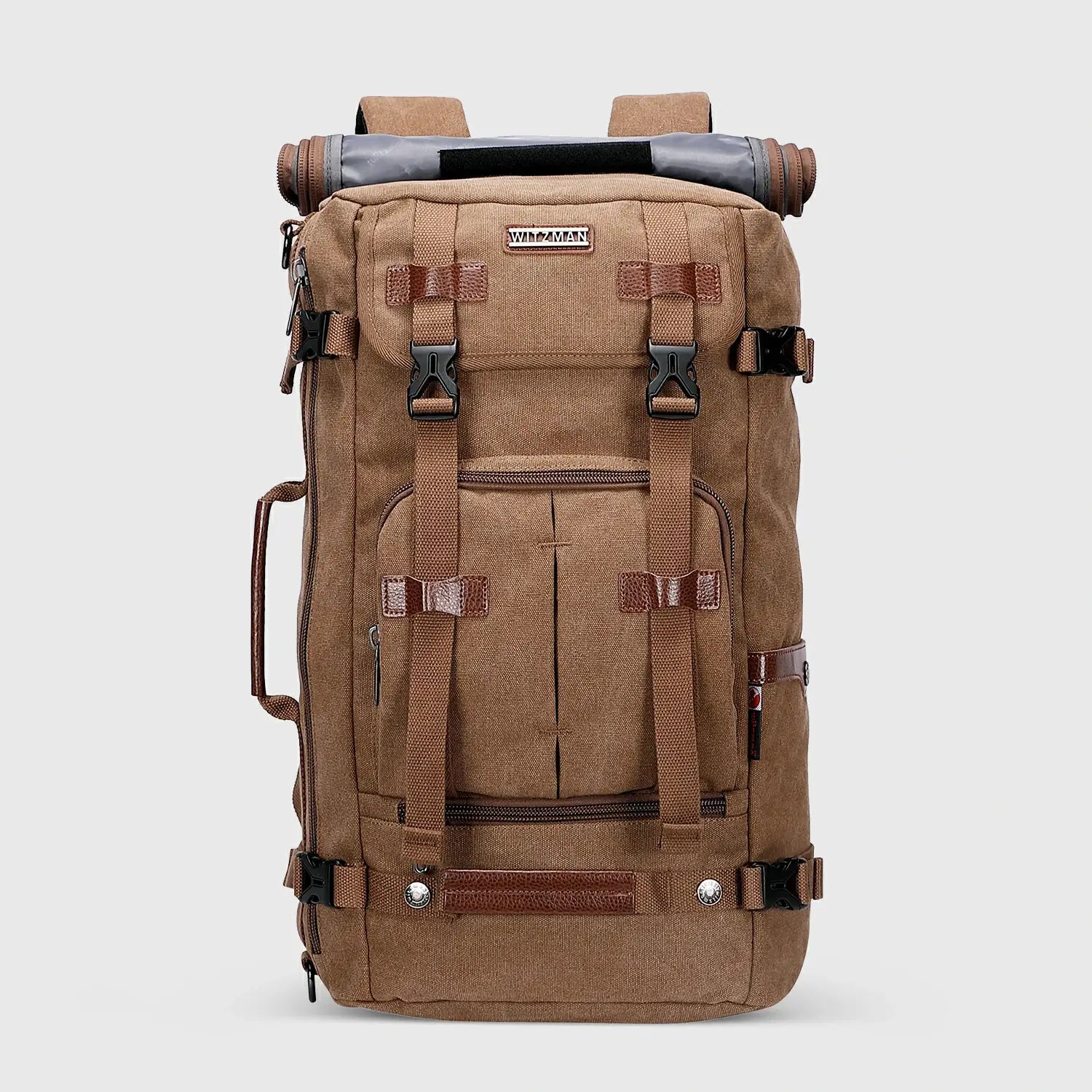 Brown WITZMAN A519-2 canvas travel backpack product view