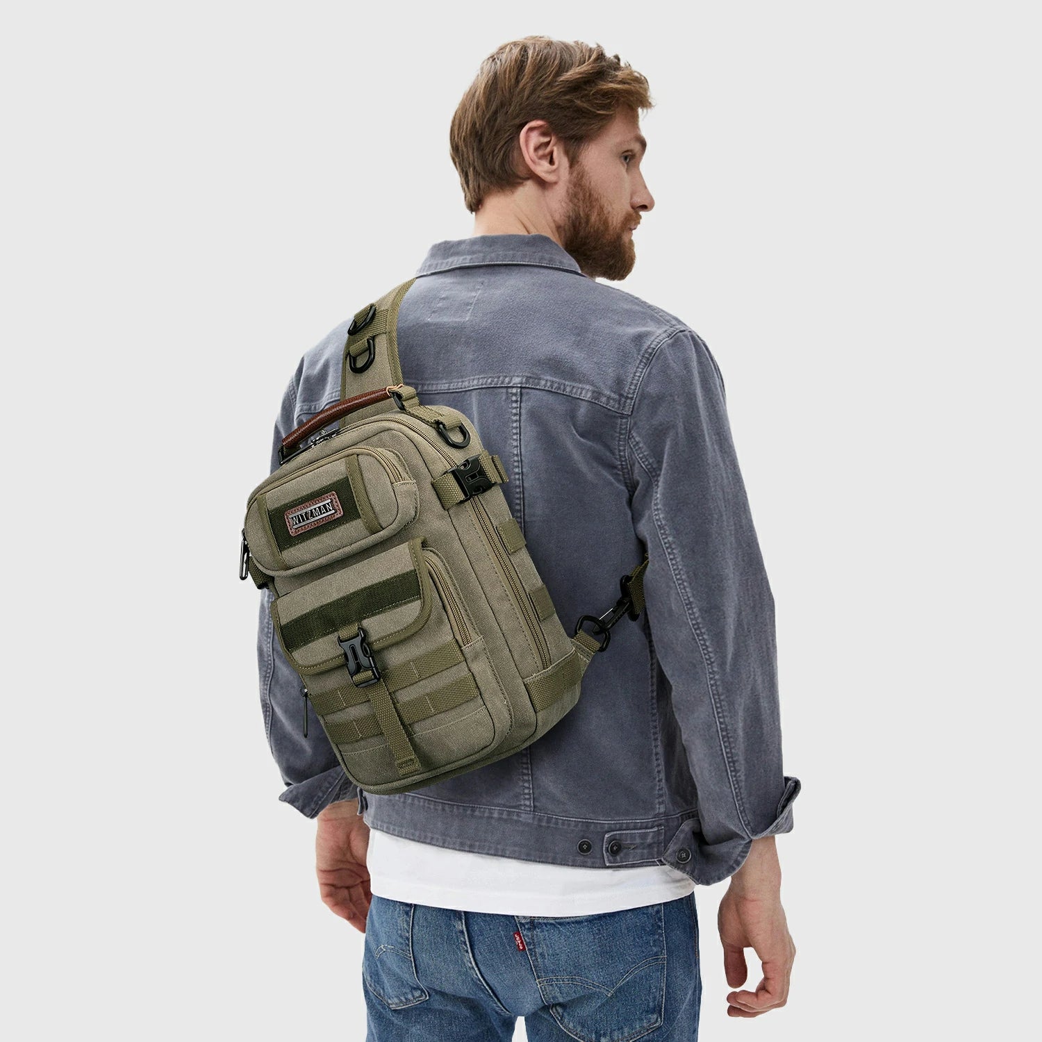 vintage sling bag canvas A8021 product view 30 by Witzman