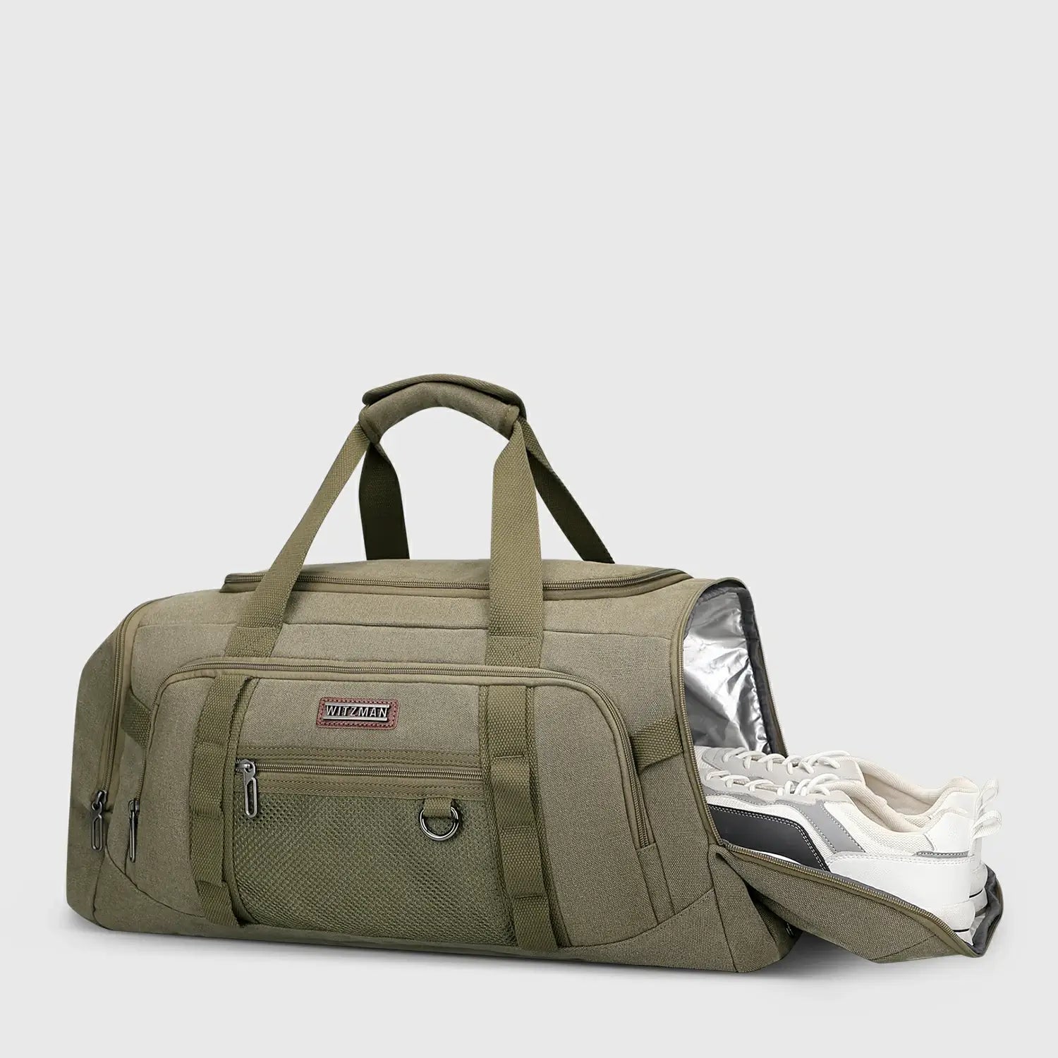 Classic 3-in-1 Canvas Duffel Bag for Travel, hardware and zipper detail