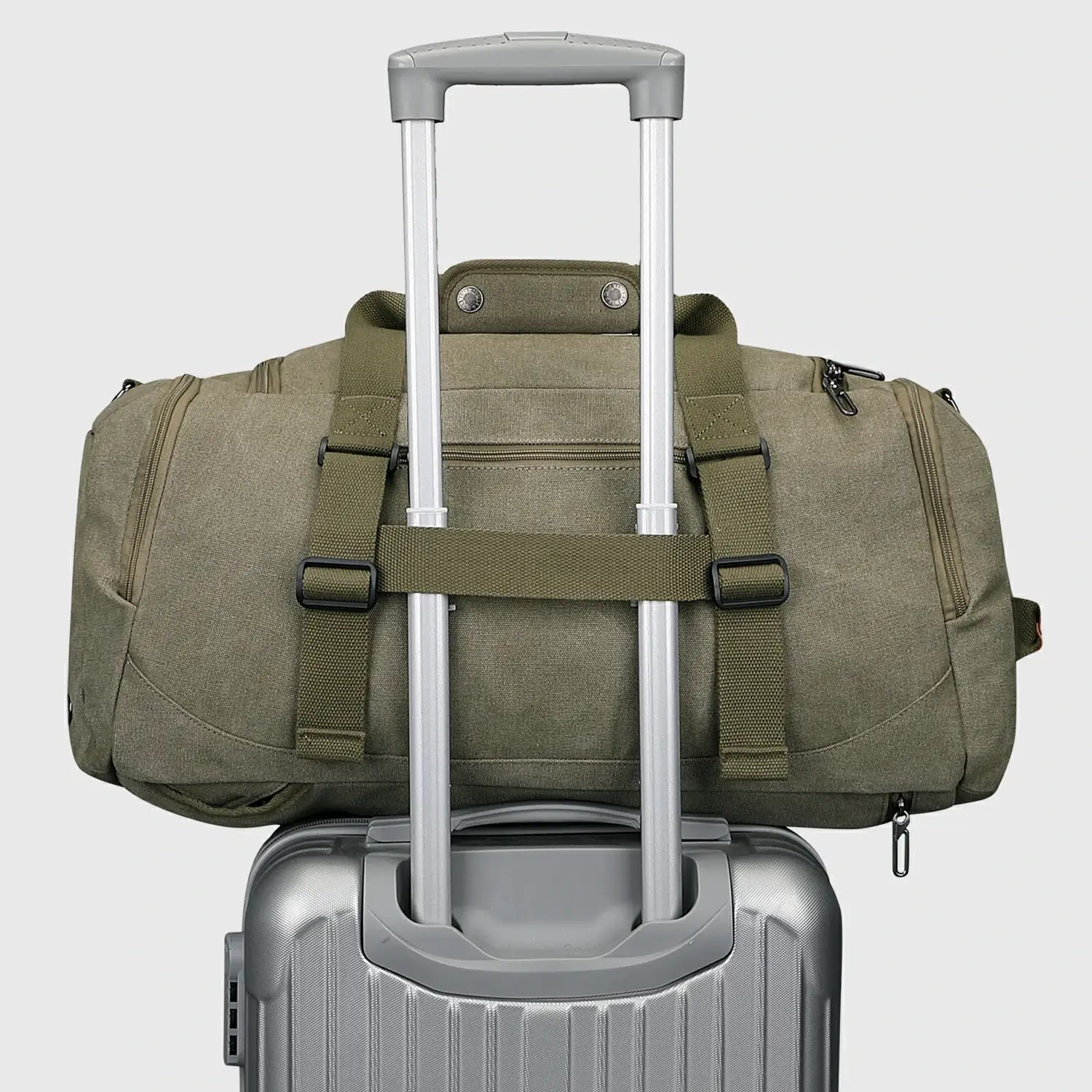 Classic 3-in-1 Canvas Duffel Bag for Travel, canvas texture and stitching