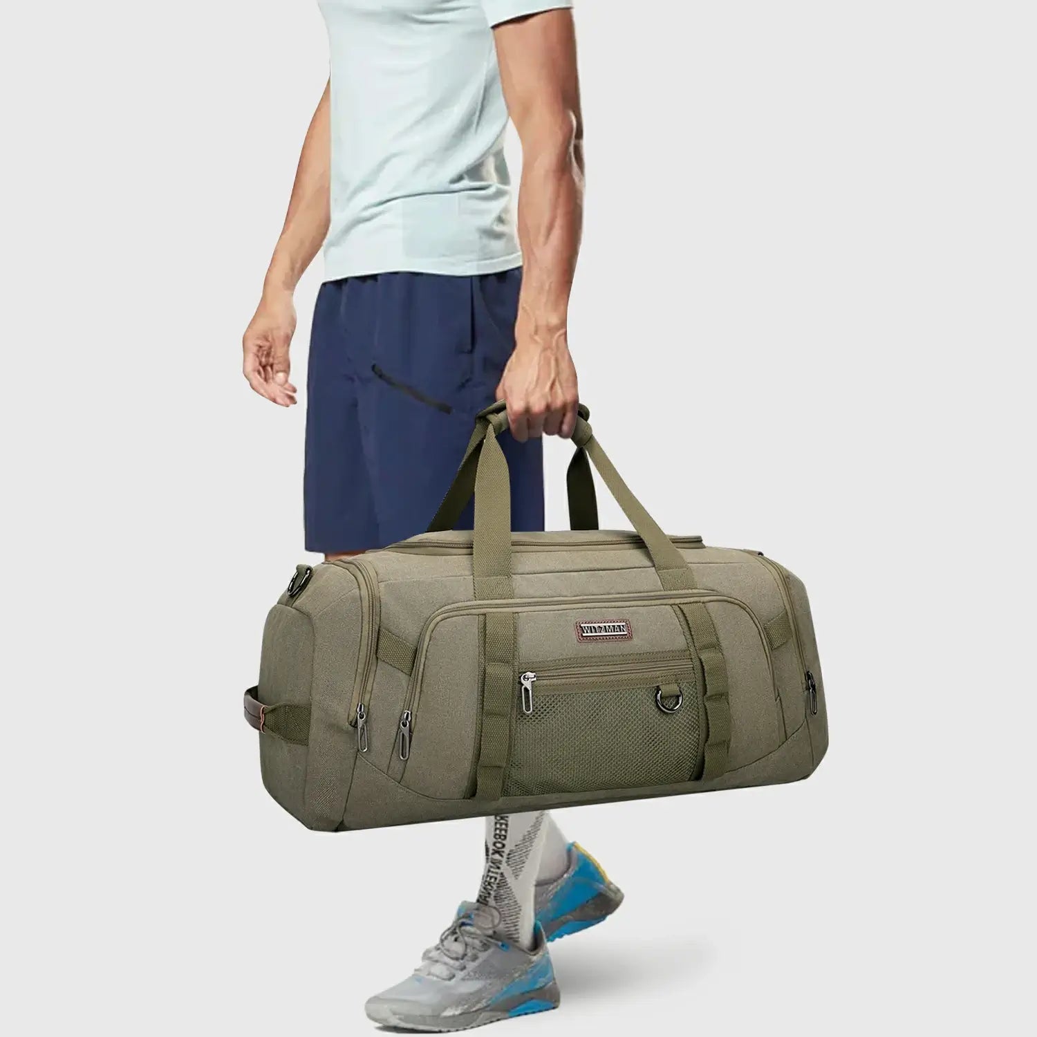 Classic 3-in-1 Canvas Duffel Bag for Travel, bottom compartment structure