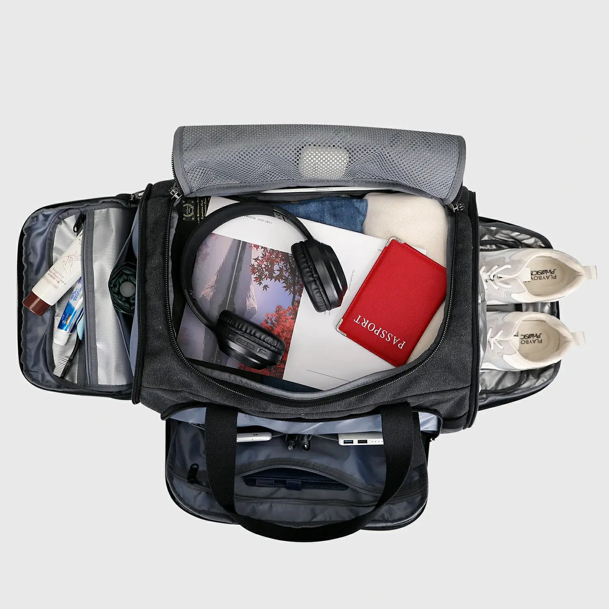 Classic 3-in-1 Canvas Duffel Bag for Travel, removable strap detail