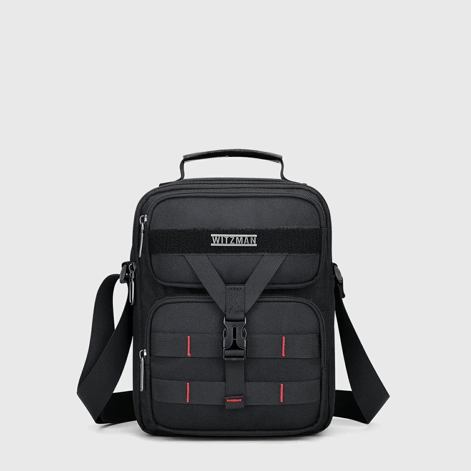 WITZMAN Nylon Crossbody Bag for Men Small Travel Black Messenger Bag