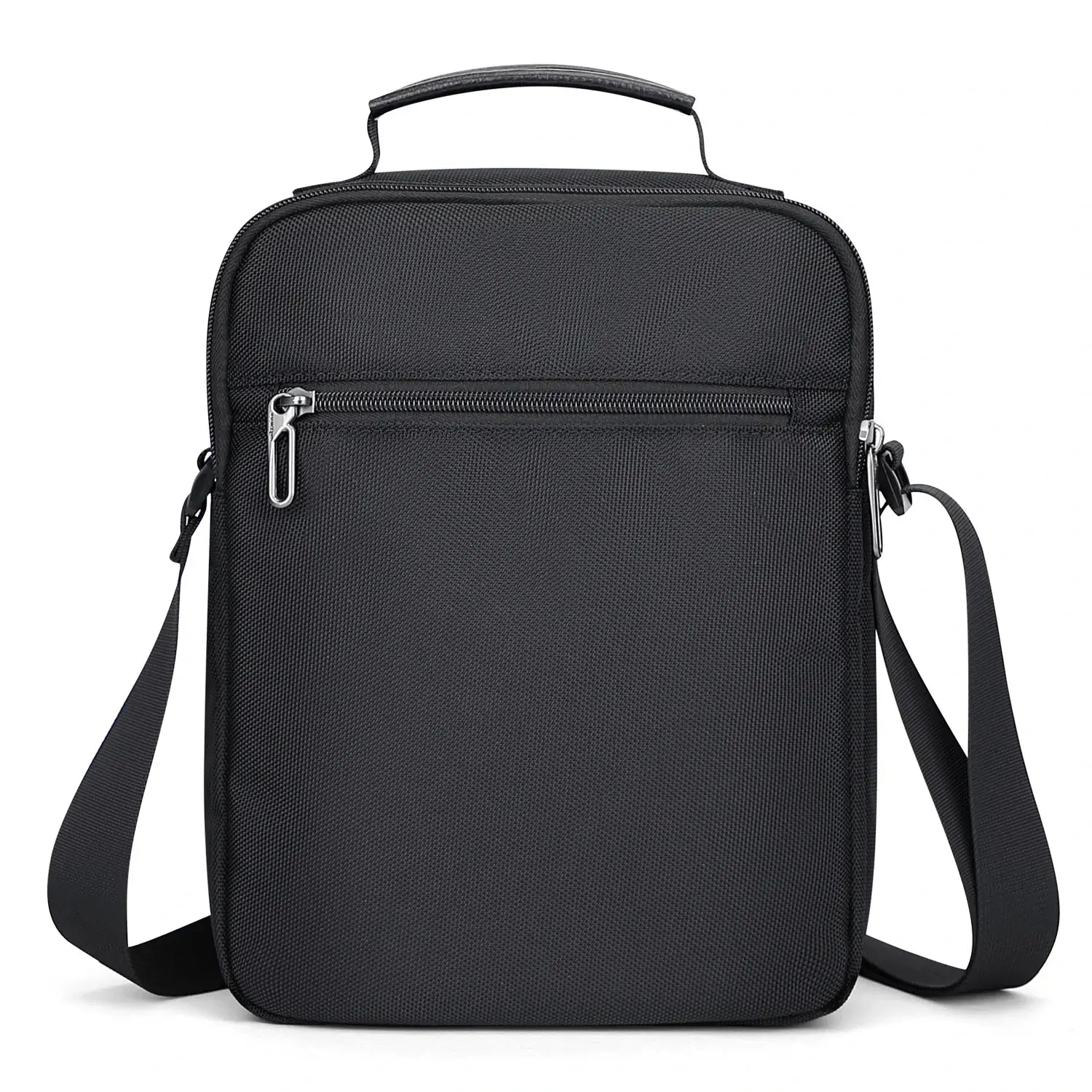 WITZMAN B707 nylon crossbody sling bag for men small travel shoulder messenger with anti-theft pocket and MOLLE webbing Black