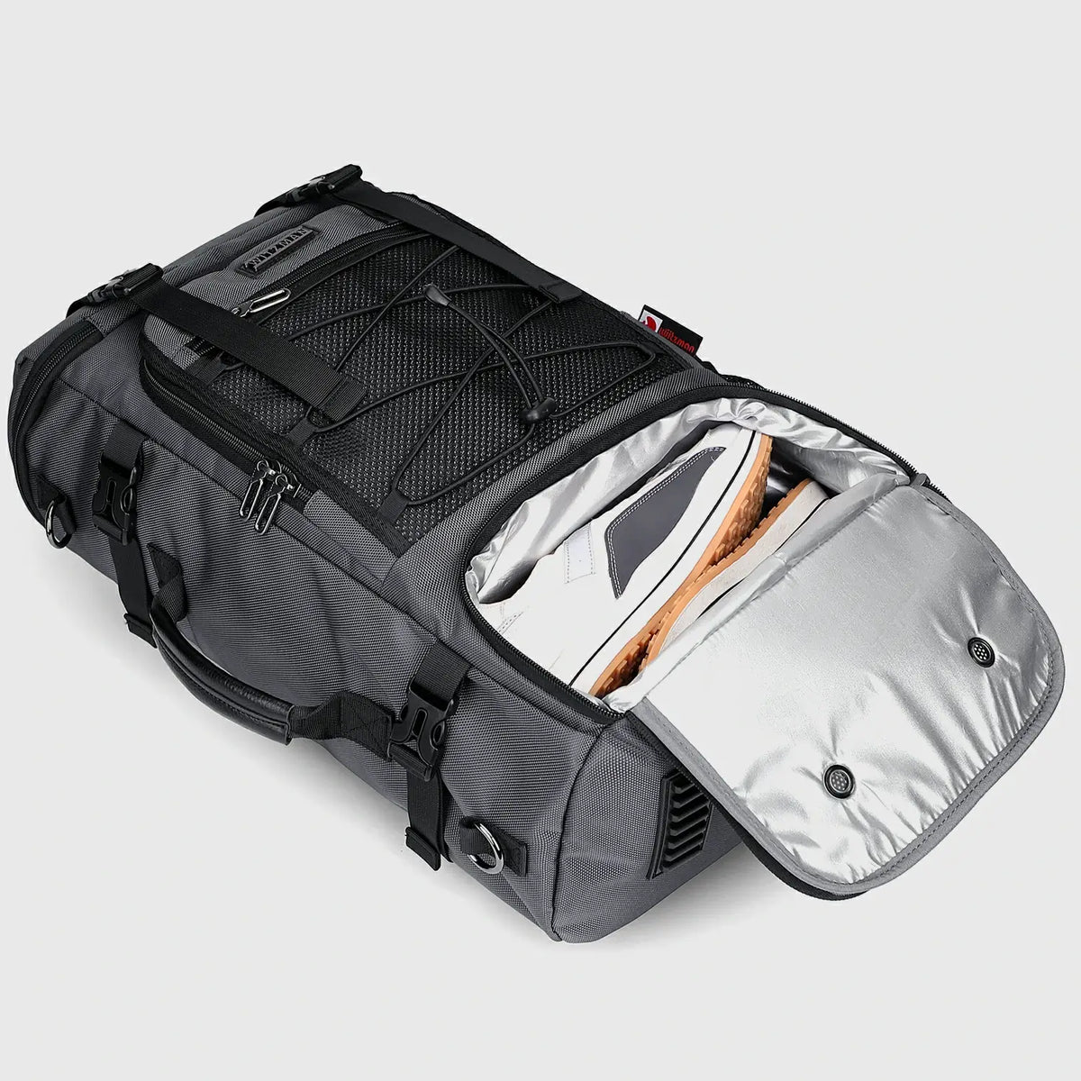 Men’S 3-in-1 Convertible Travel Backpack with Shoe Compartment, organized interior storage