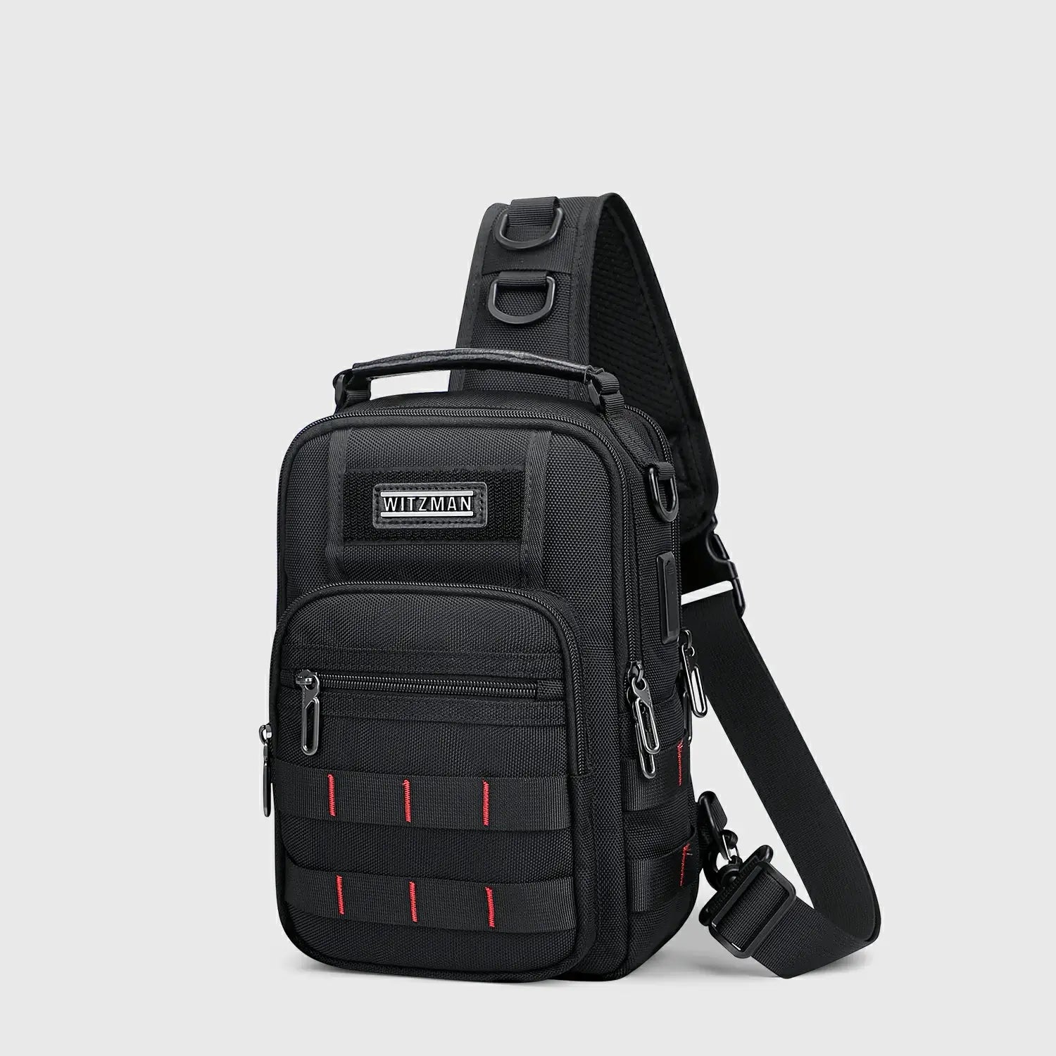 Men’S Nylon Sling Chest Bag Crossbody Casual Daily Bag, front exterior and compact shape